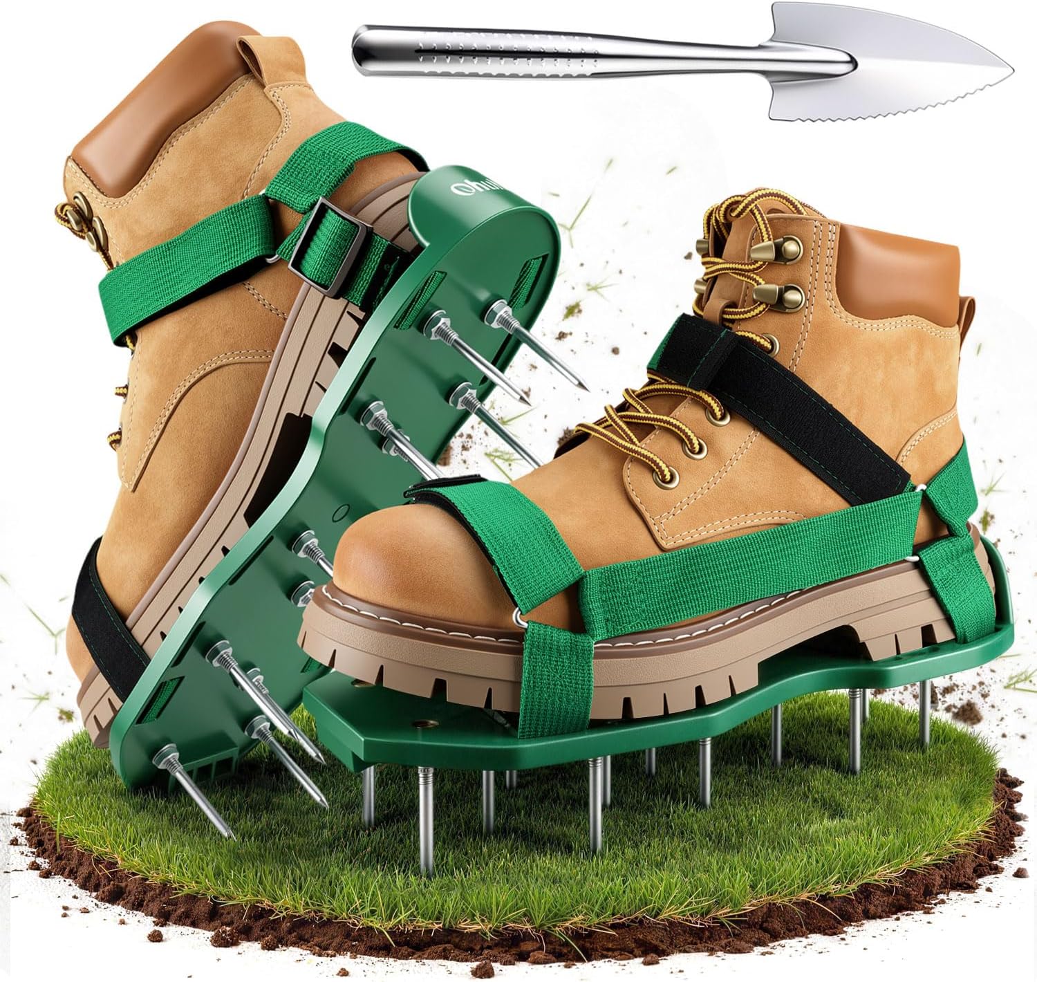 Detalle de Ohuhu Lawn Aerator Shoes for Glass: Free-Installation Spike Sandals with Stainless Shovel