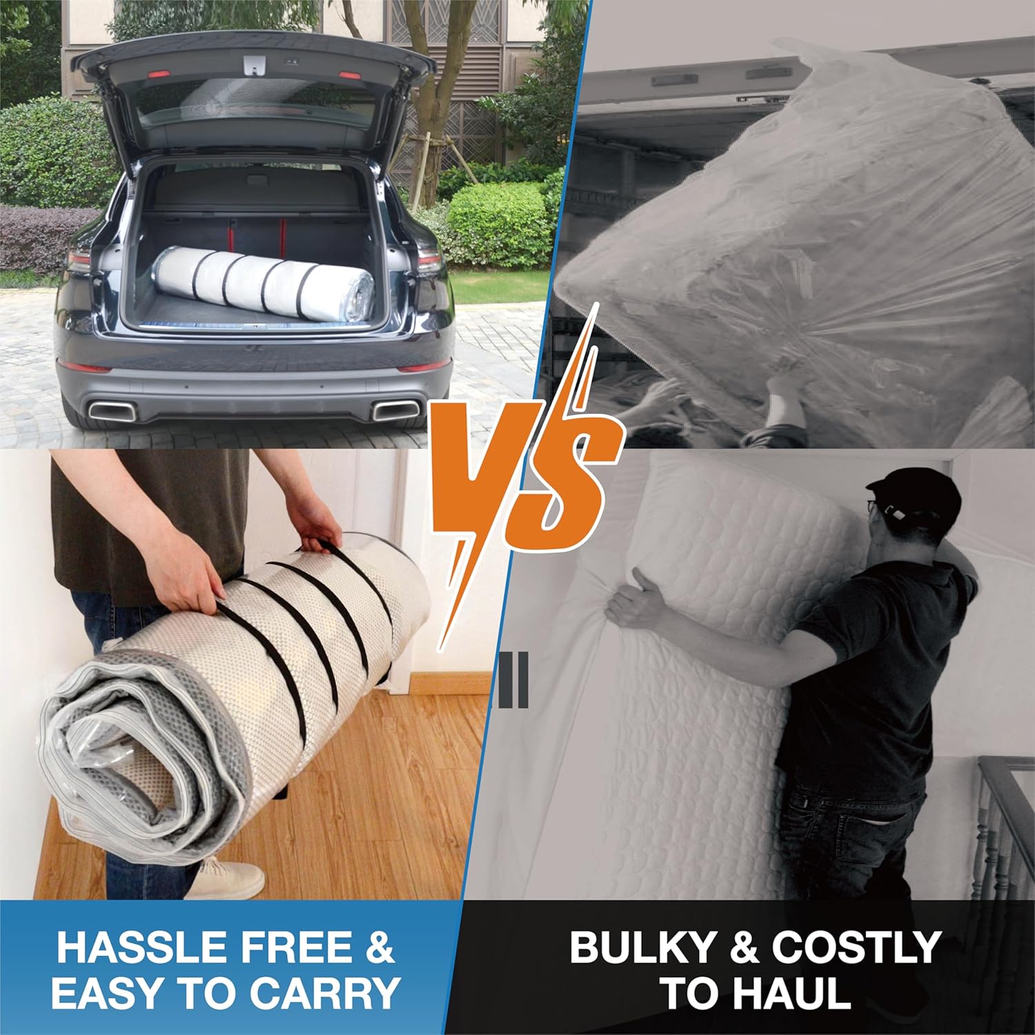 Detalle de Storage Logic Foam Mattress Vacuum Bag for Moving & Storage (Twin/Twin XL) with Straps