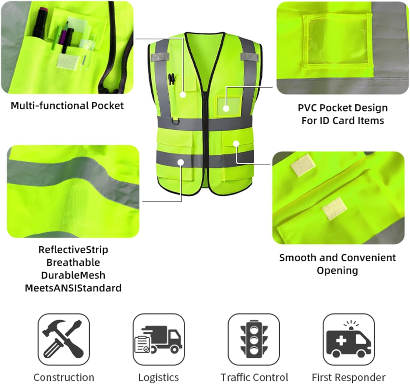 Thumbnail 2 de Tydon Guardian Hi Vis Vest: Reflective Safety Vest for Men and Women