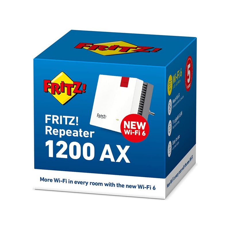 Thumbnail 2 de FRITZ! Repeater 1200 AX: extiende tu Wi‑Fi con Mesh y Wi‑Fi 6 (2400 Mbps)