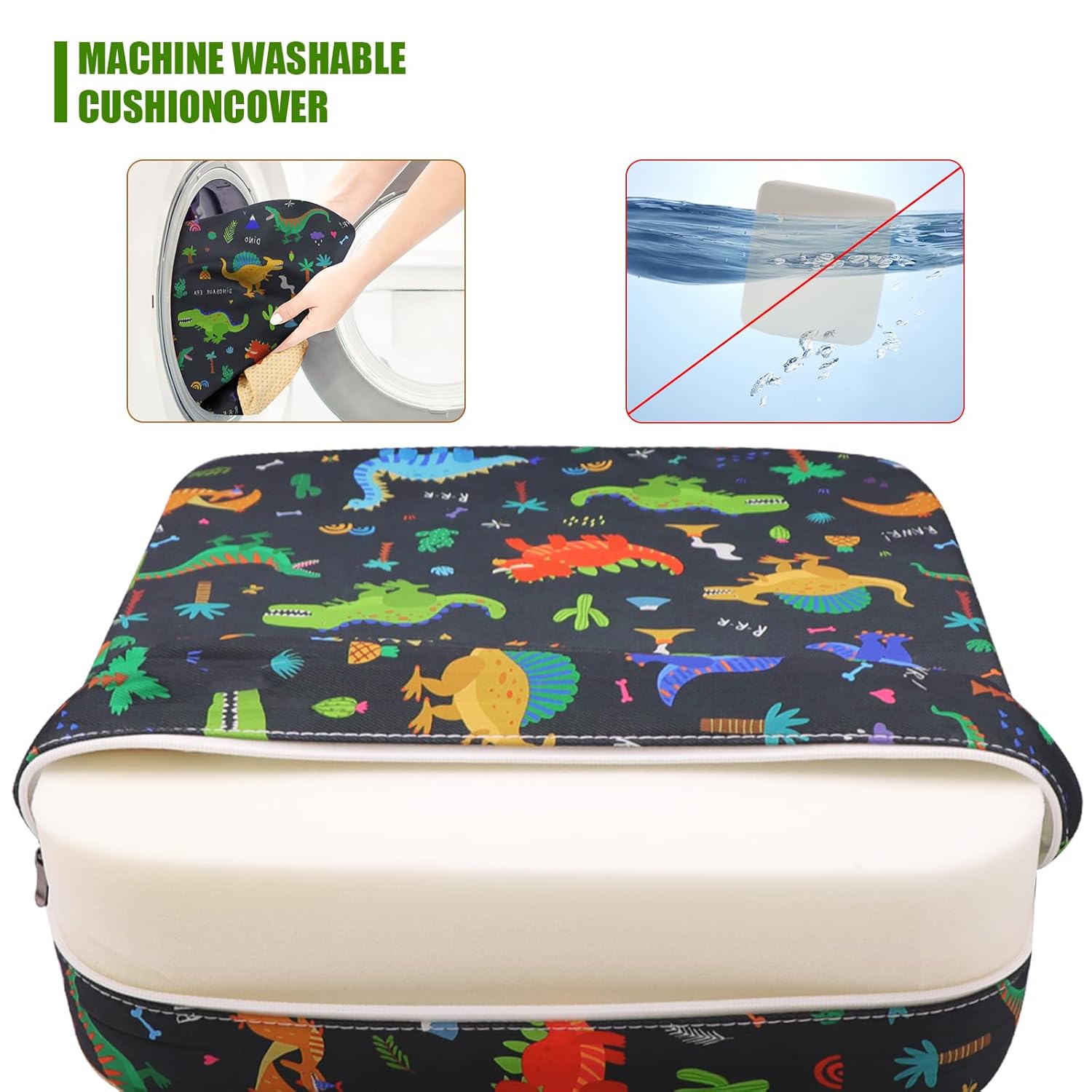 Thumbnail 3 de Sitzerhöhung für Kinder (Esszimmer) – waschbar, zerlegbar & tragbar, mit 2 Sicherheitsschnallen-Gurten – Schwarz