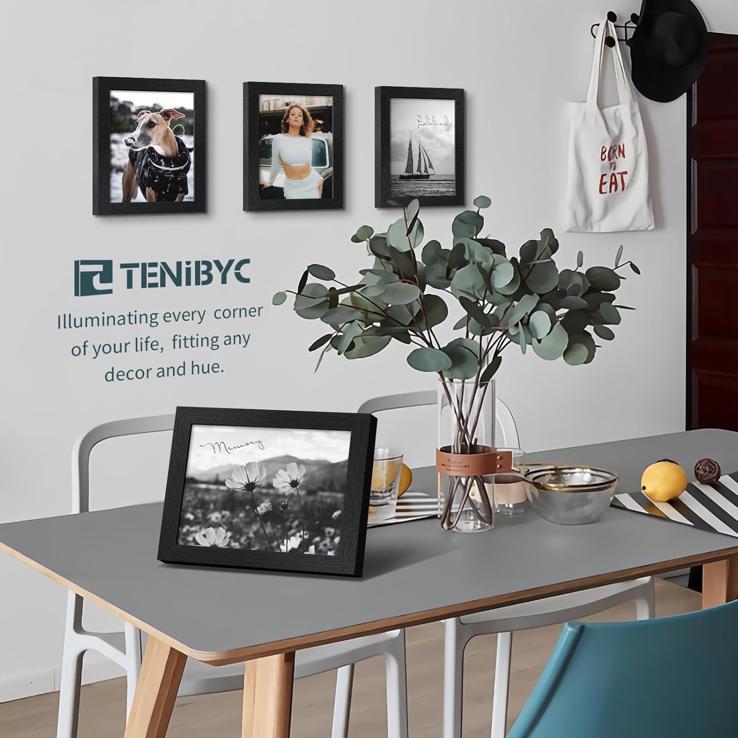 Thumbnail 6 de TENIBYC 8x10 Picture Frame Set (3 Pack) in Textured Black Solid Wood with HD Tempered Glass