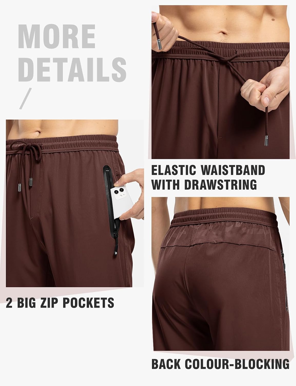 Detalle de TBMPOY Men's Lightweight Hiking Pants with 4-Way Stretch and Zipper Pockets