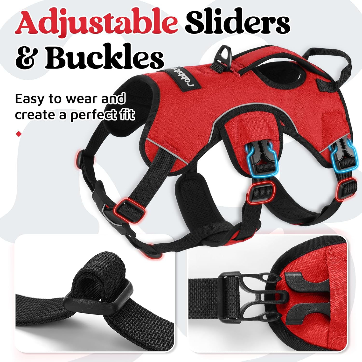 Detalle 2 de Rabbitgoo Escape Proof Dog Harness Medium with Large Handle – Secure Lift Assist and Anti-Pull