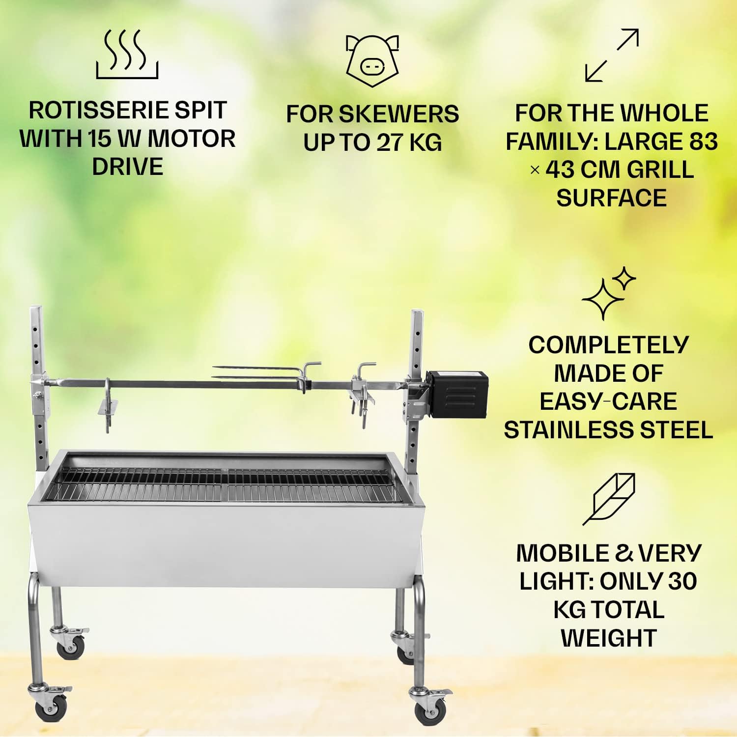 Thumbnail 2 de OneConcept GQ8-SAUENLAND 2-in-1 Rotisserie BBQ Grill with Two Grates