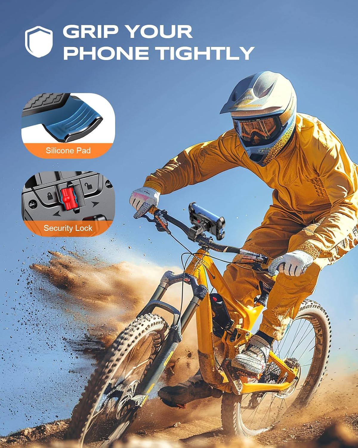 Detalle de CIRYCASE Bike Phone Holder with Heavy-Duty Clamp – Secure Mount for 4.7"–6.8" Phones