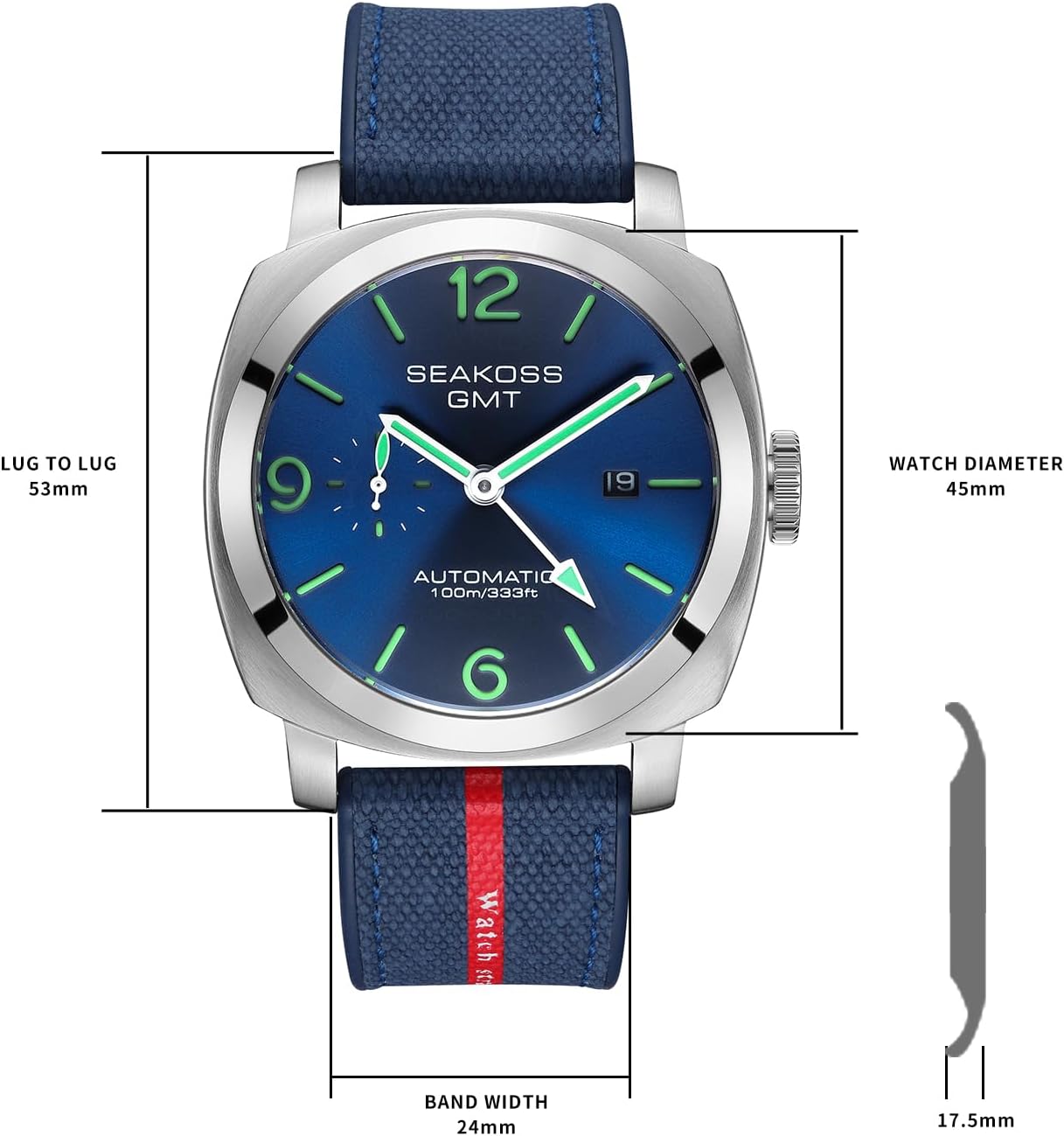 Thumbnail 5 de SEAKOSS GMT S8441, orologio automatico da uomo 45 mm con doppio fuso orario e vetro zaffiro