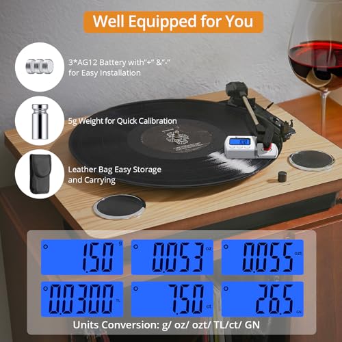 Detalle 2 de Neoteck Digital Turntable Stylus Force Scale Gauge Tester 0.01g with Blue LCD Backlight – Silver