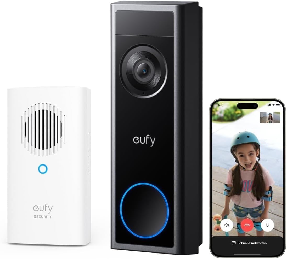 Detalle de eufy Video Doorbell C31 med ljudsignal, 2K-kamera och dubbla strömalternativ