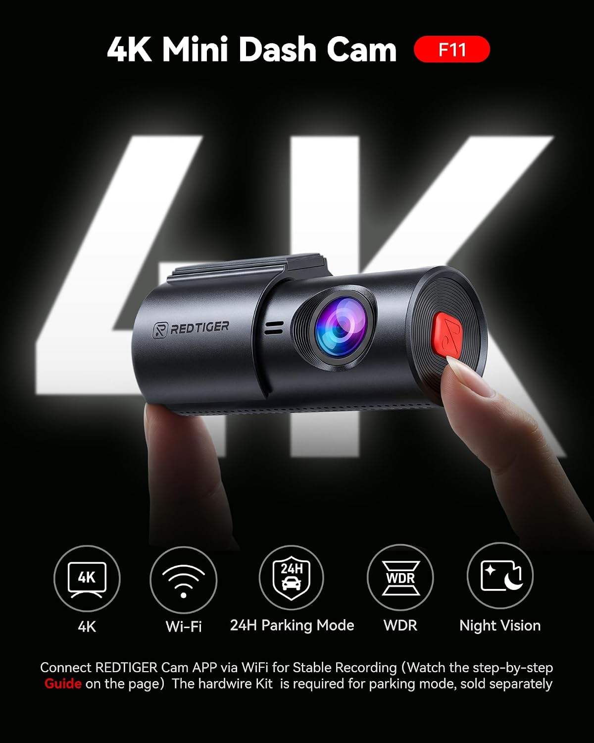 Detalle 2 de REDTIGER 4K dash cam