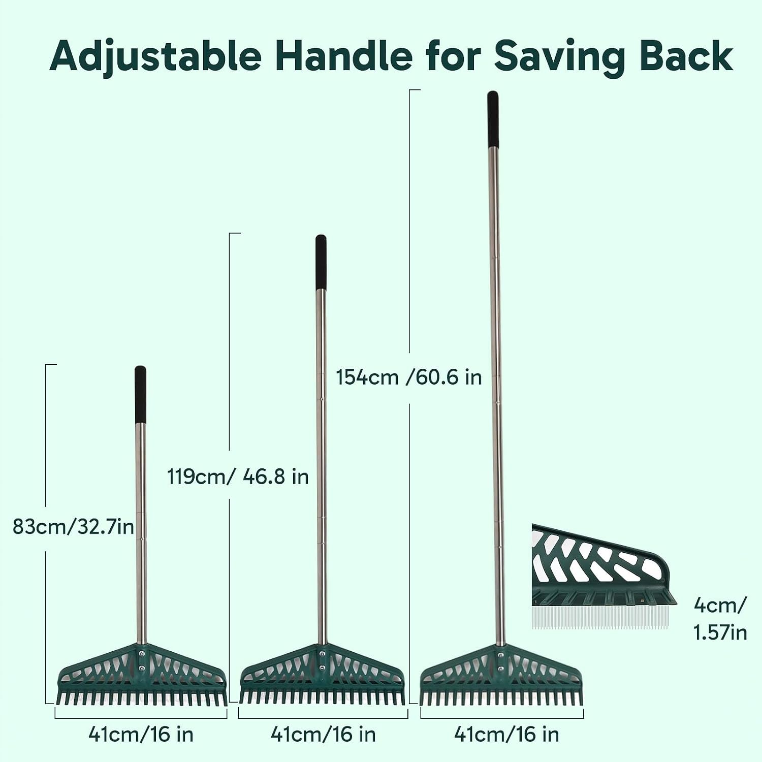 Detalle 1 de YEELOR Artificial Grass Rake with Dual-Sided Head and Adjustable Handle