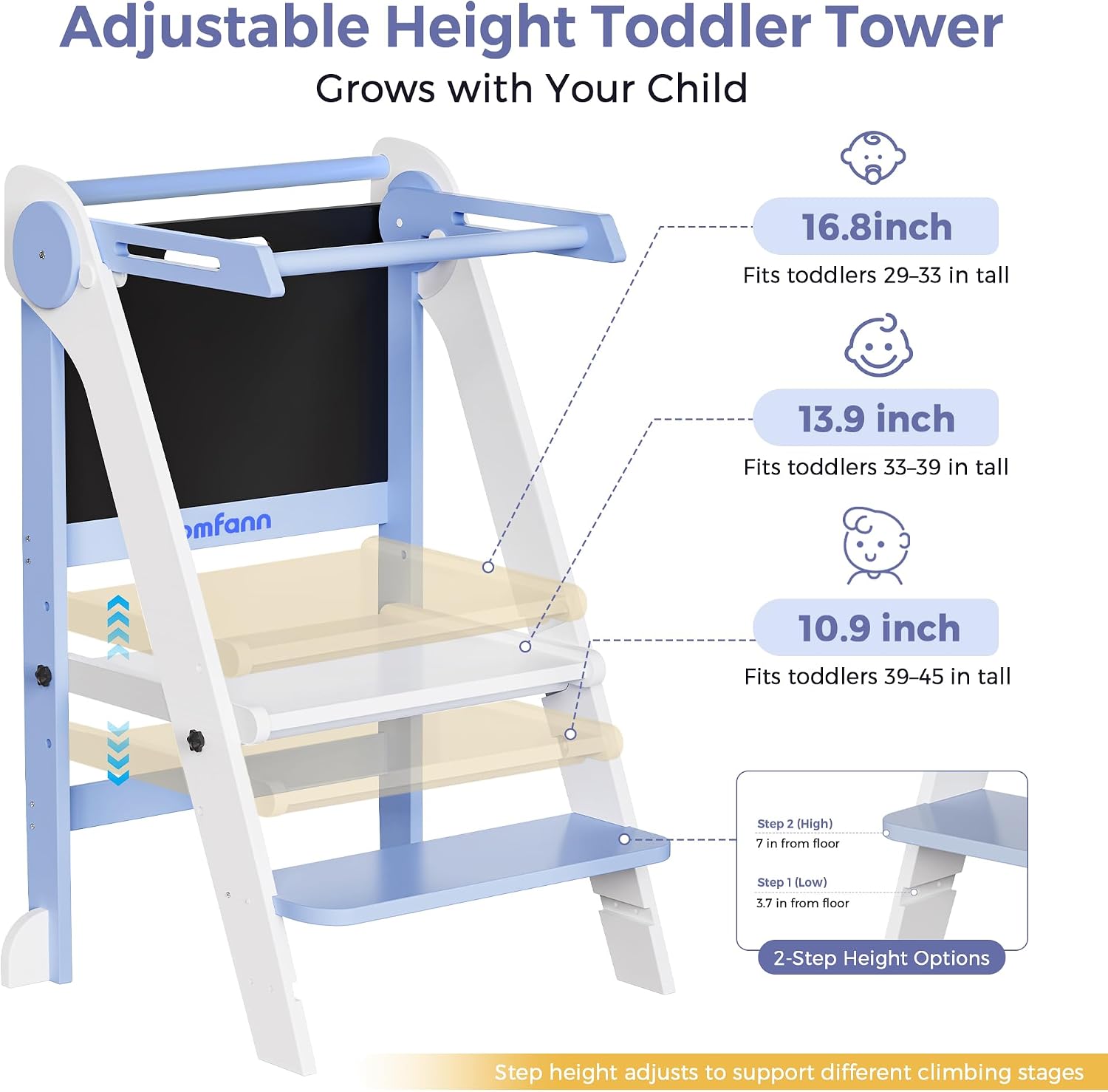Detalle de MOMFANN Toddler Tower with Chalkboard