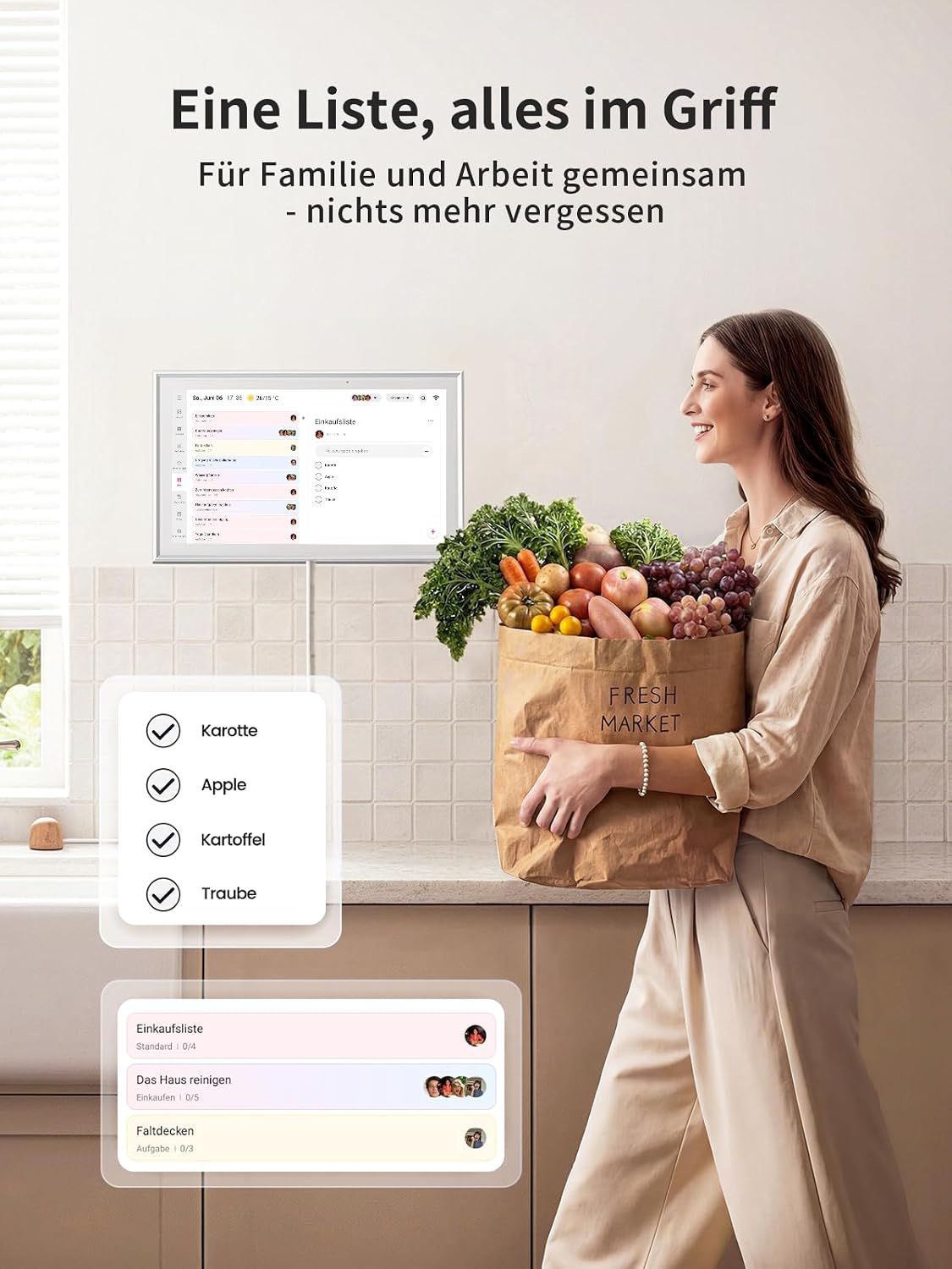 Detalle de Airzeen Digitaler Kalender – Elektronischer Wandkalender für Familien mit 10,1" Display
