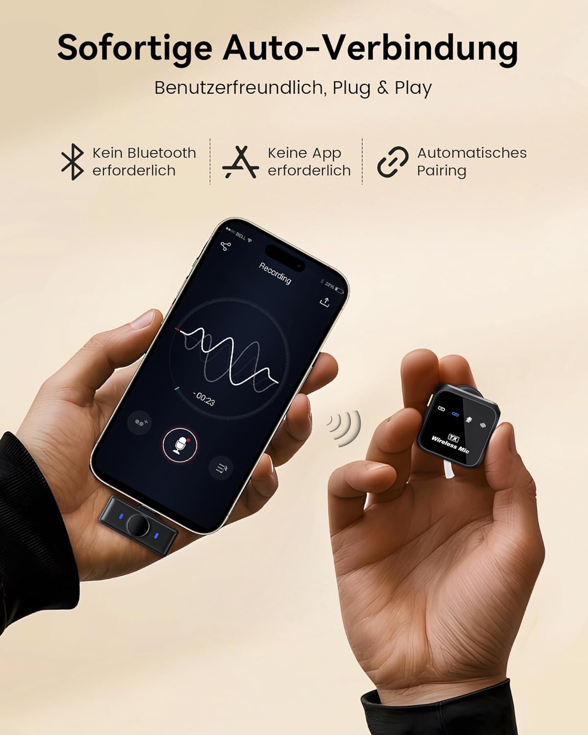 Thumbnail 2 de KUKIHO Kabelloses Lavalier-Mikrofon mit Ladekoffer – Plug-&-Play für iPhone, Android, PC & Live-Streaming