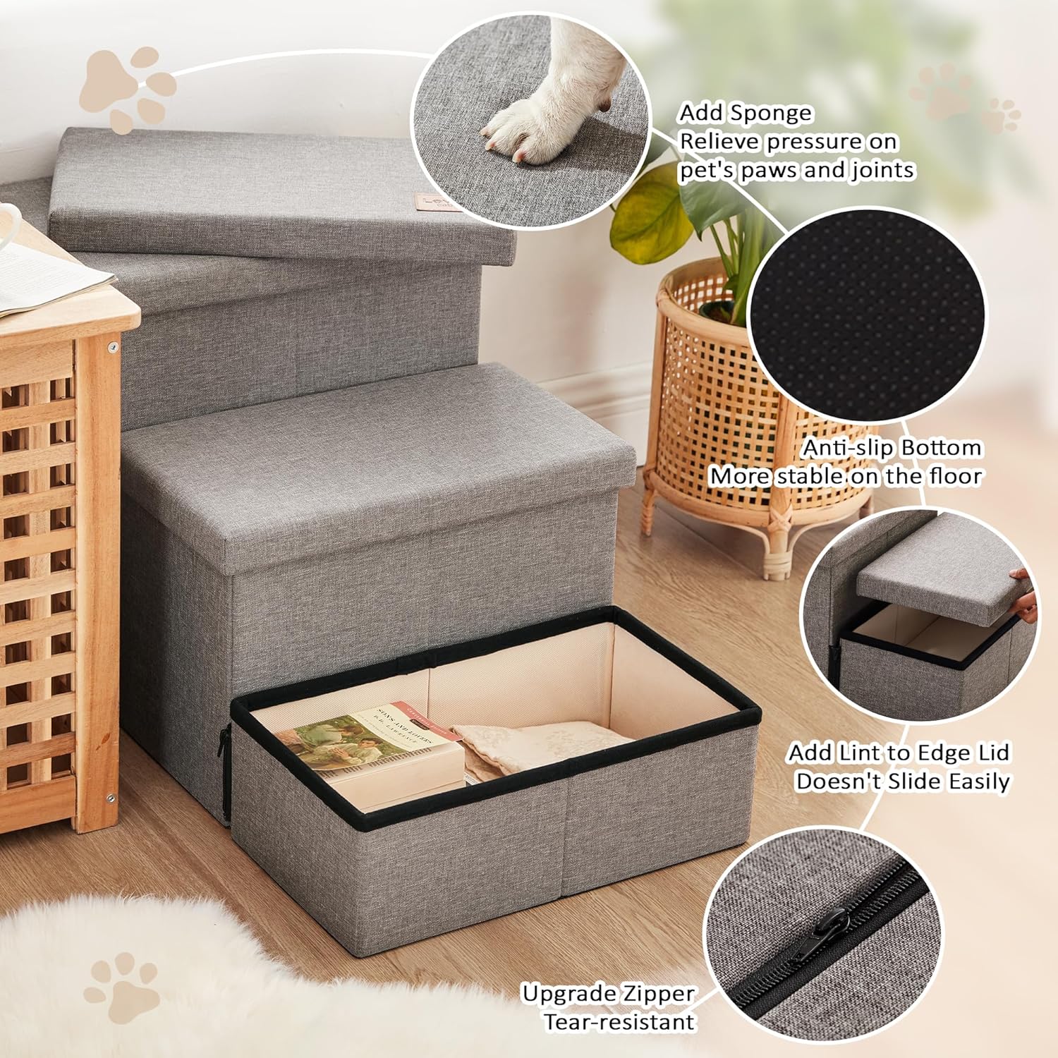 Detalle 2 de Love's cabin Dog Stairs 18 High Bed 3 Steps