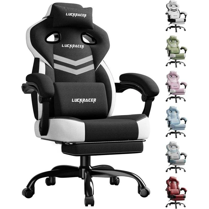 Detalle de GTPLAYER silla gaming con reposapiés, respaldo reclinable y reposabrazos sincronizados