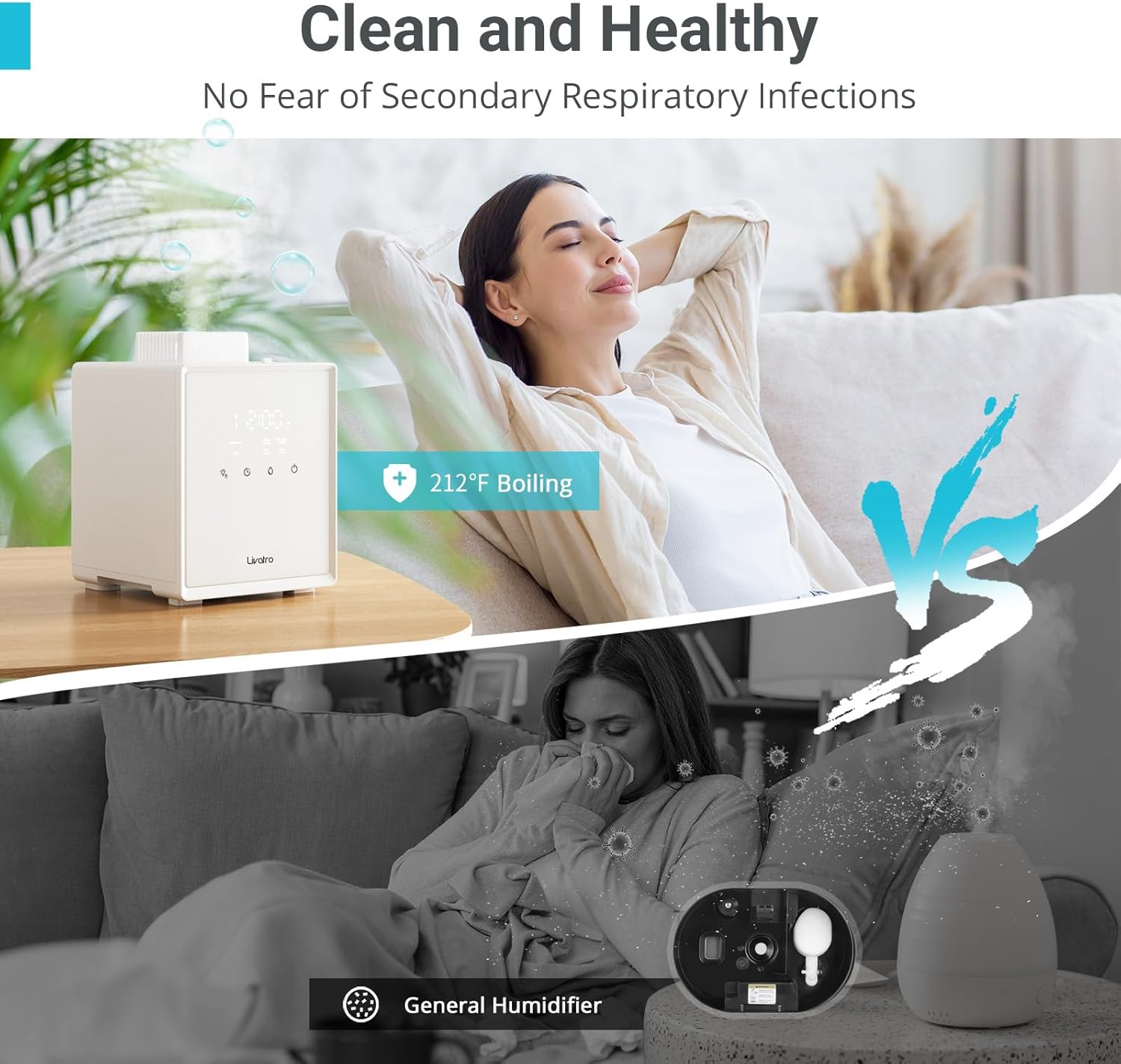 Detalle de Livatro 3L Stainless Steel Warm Mist Humidifier ๐ง
