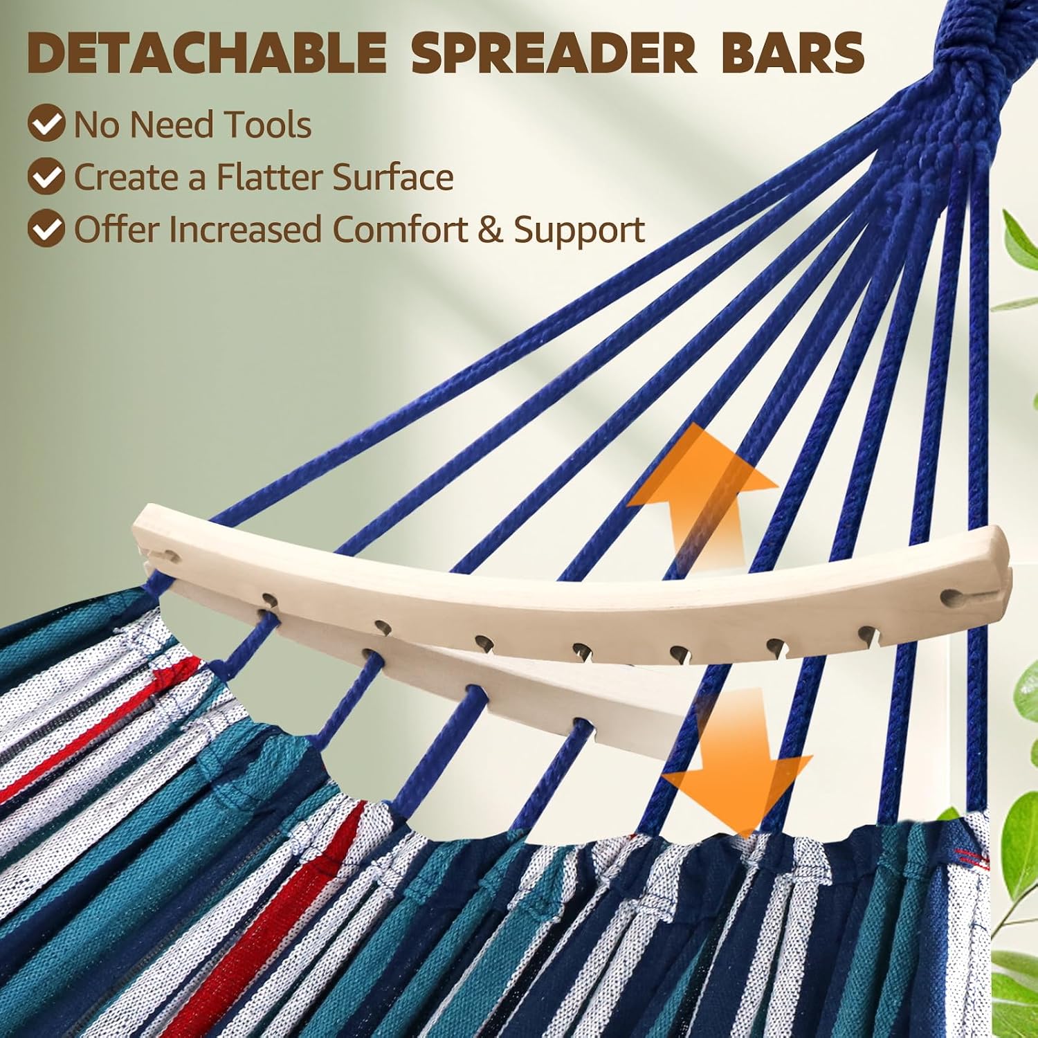 Detalle de Chihee CHCO/270150DC Cotton-Blend Hammock, 106 x 59 in with Detachable Spreader Bars