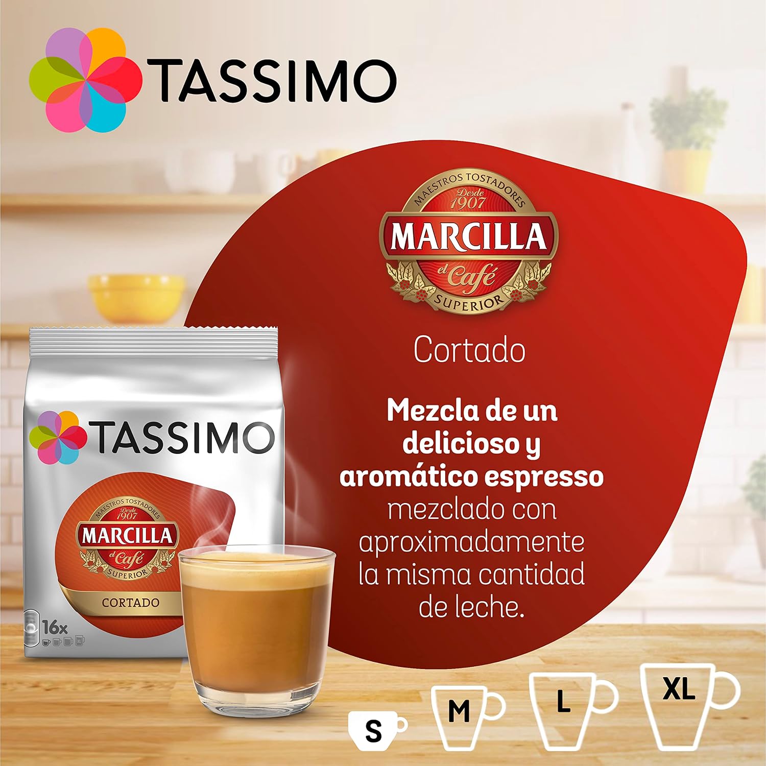 Detalle de Tassimo Cápsulas Marcilla Cortado ☕ 80 unidades, Amazon Exclusive