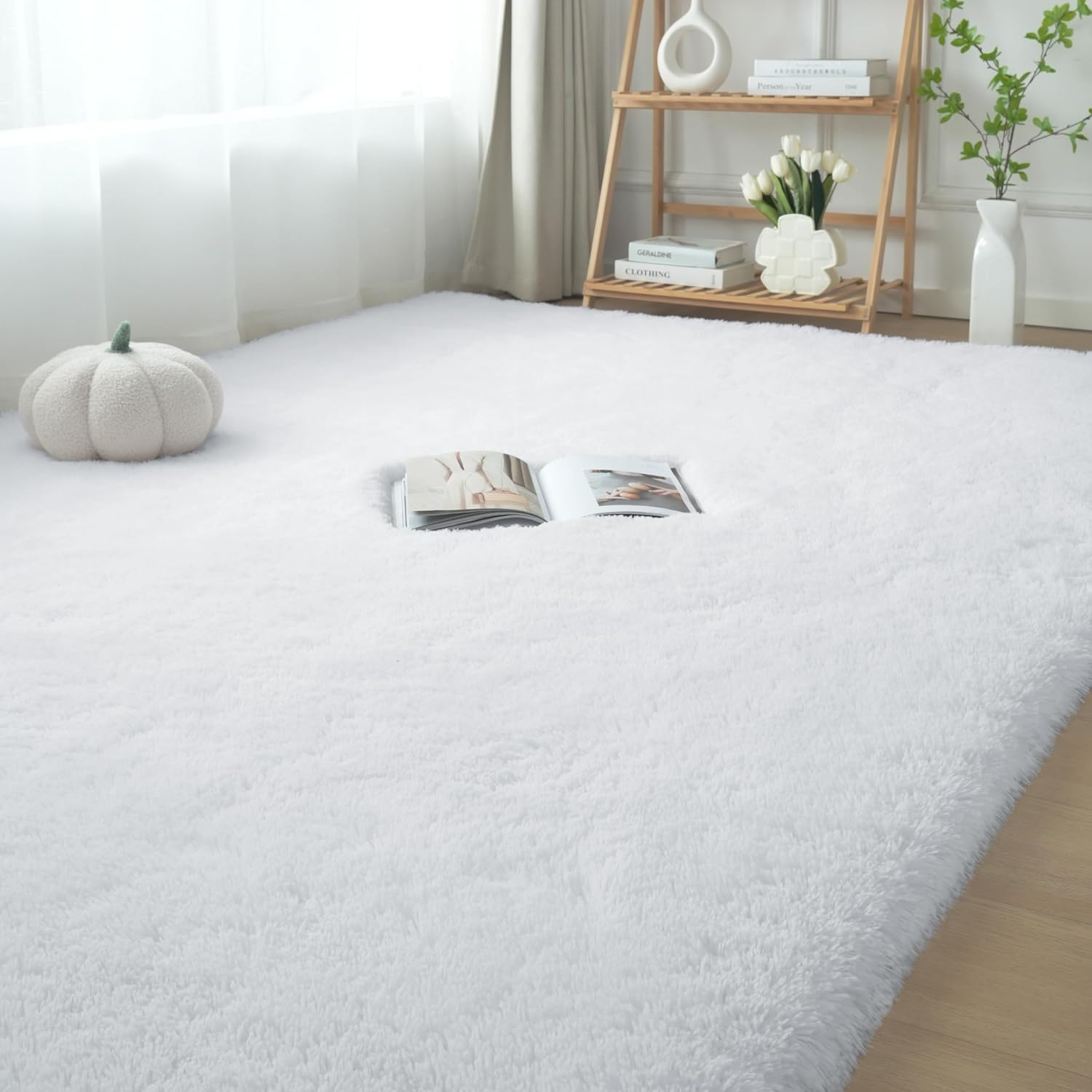 Thumbnail 6 de Fluffyrug White 10x14 shag rug