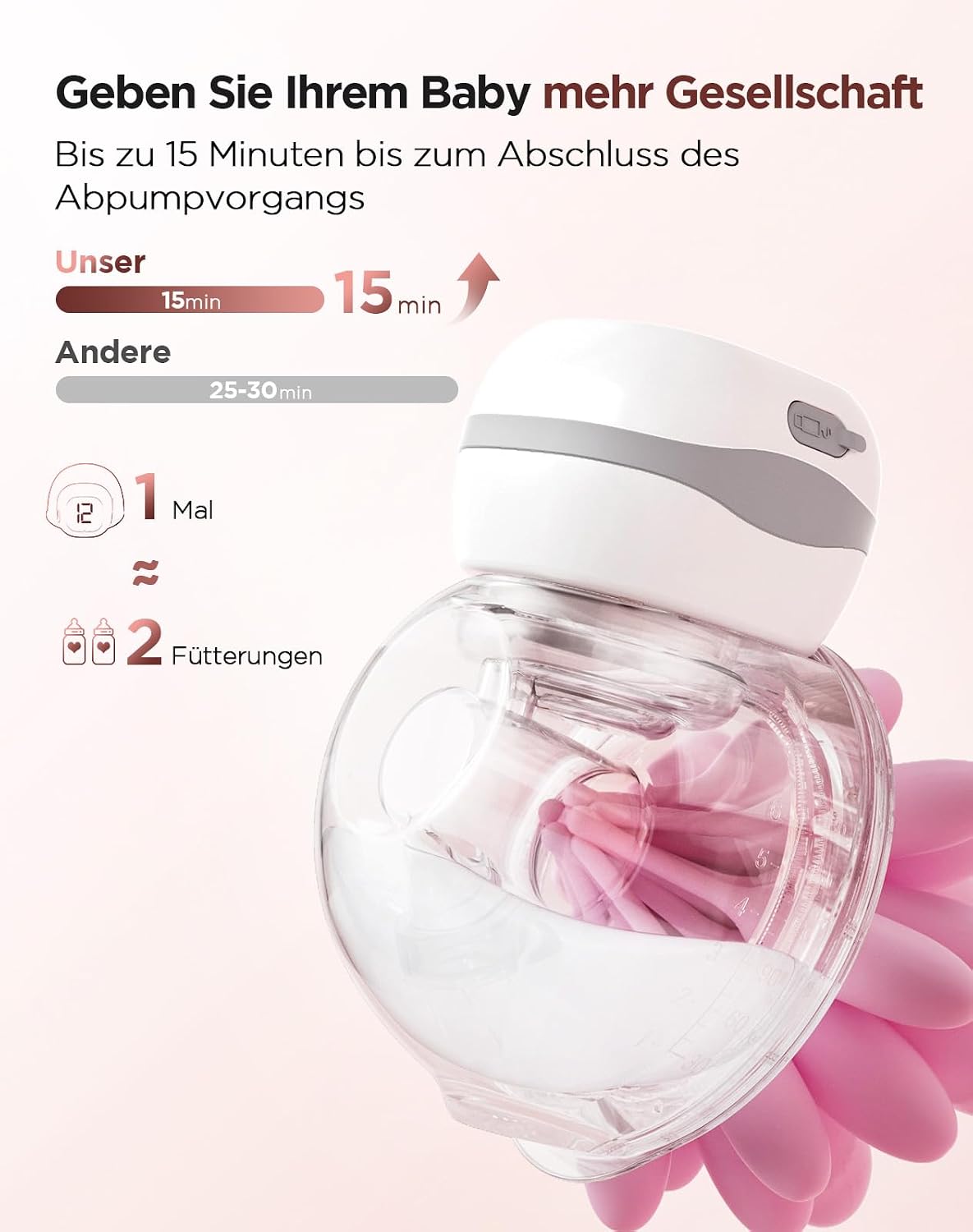 Thumbnail 5 de Haokoo Elektrische Milchpumpe – BPA-frei, 201 g, Freihändig, 3 Modi & 12 Stufen, 40 dB, 2er-Pack