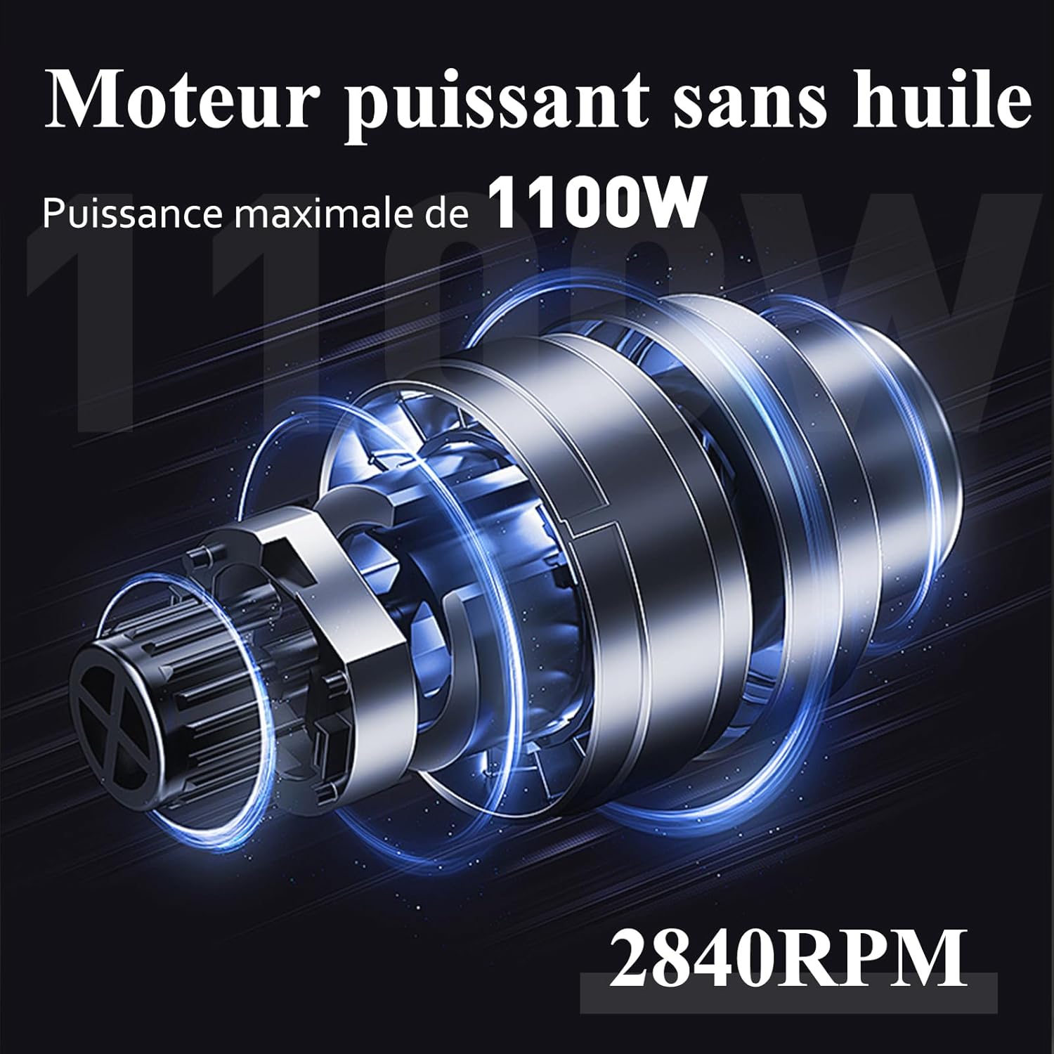 Thumbnail 2 de HYCHIKA compresseur à air silencieux 8 bar et cuve 24 L (sans huile) 1100 W max