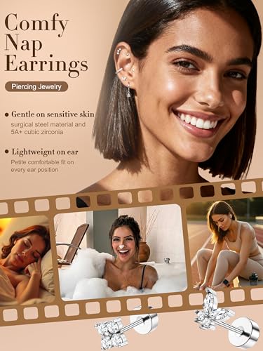 Detalle de Diamday 15Pcs: set de pendientes y piercings de acero quirúrgico para mujer
