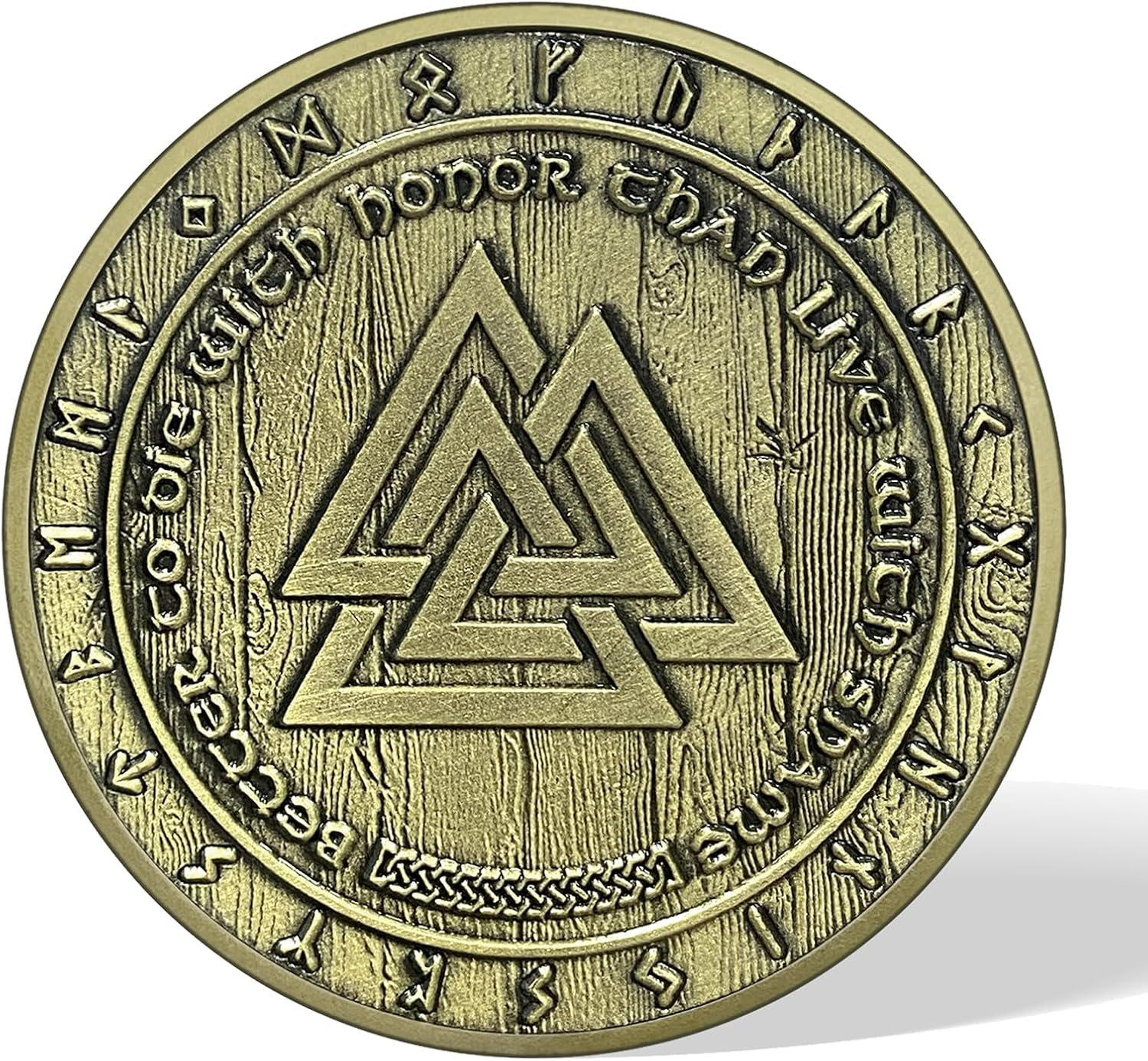 Thumbnail 2 de AtSKnSK Odin Münze als Wikinger Valknut Amulett (Valknut-Knoten) für Männer