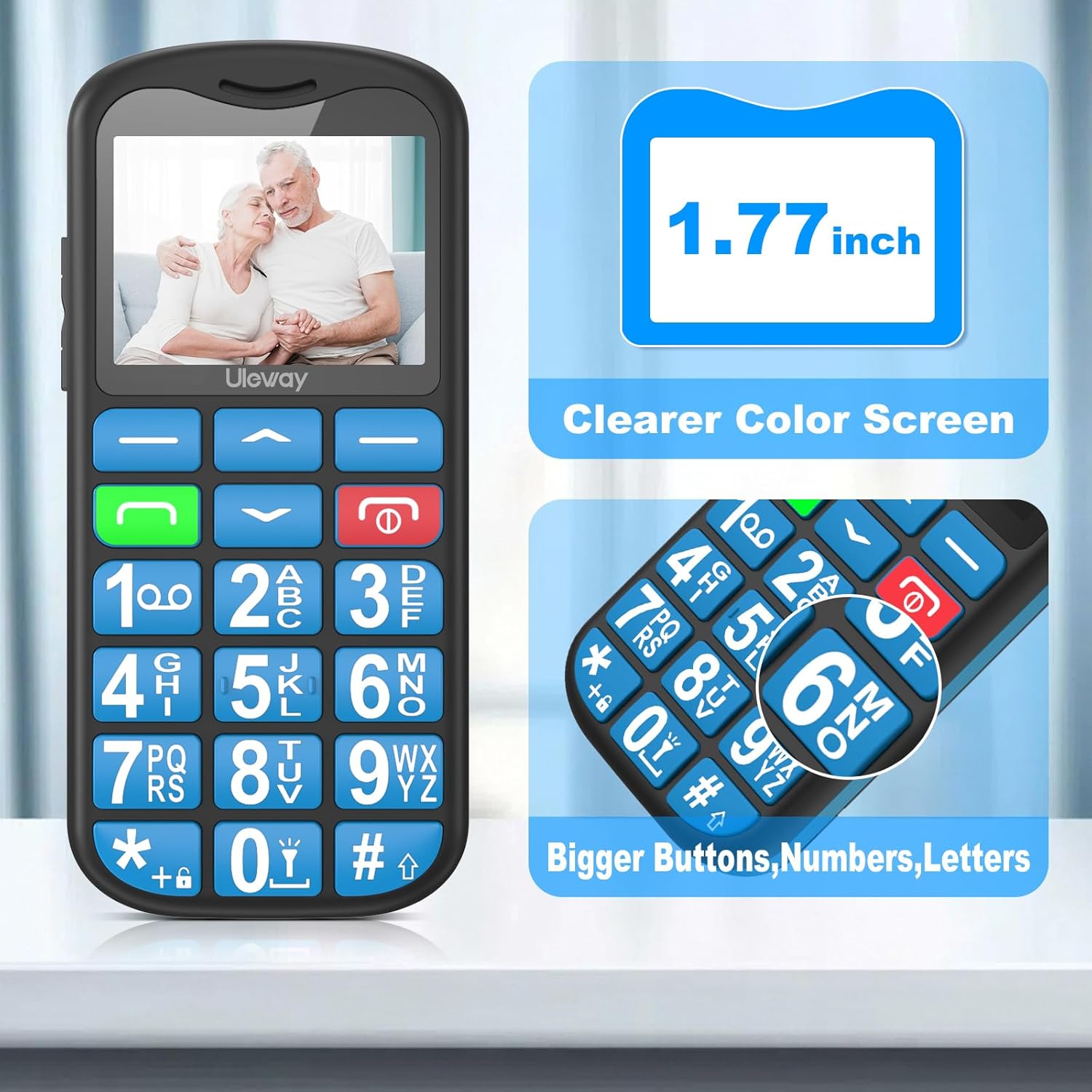 Detalle de CHAKEYAKE 4G Big Button Senior Phone with Bluetooth Dock – SOS Button, Loud Speaker, 1.77" Colour Display