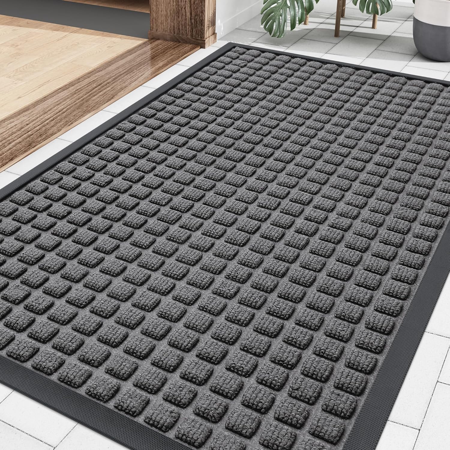 Detalle de Smiry 29.5x17 Inch Rubber Doormat — Non Slip Entryway