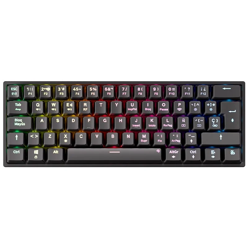 Detalle de Newskill Pyros V2 teclado gaming inalámbrico 60% hotswap Negro