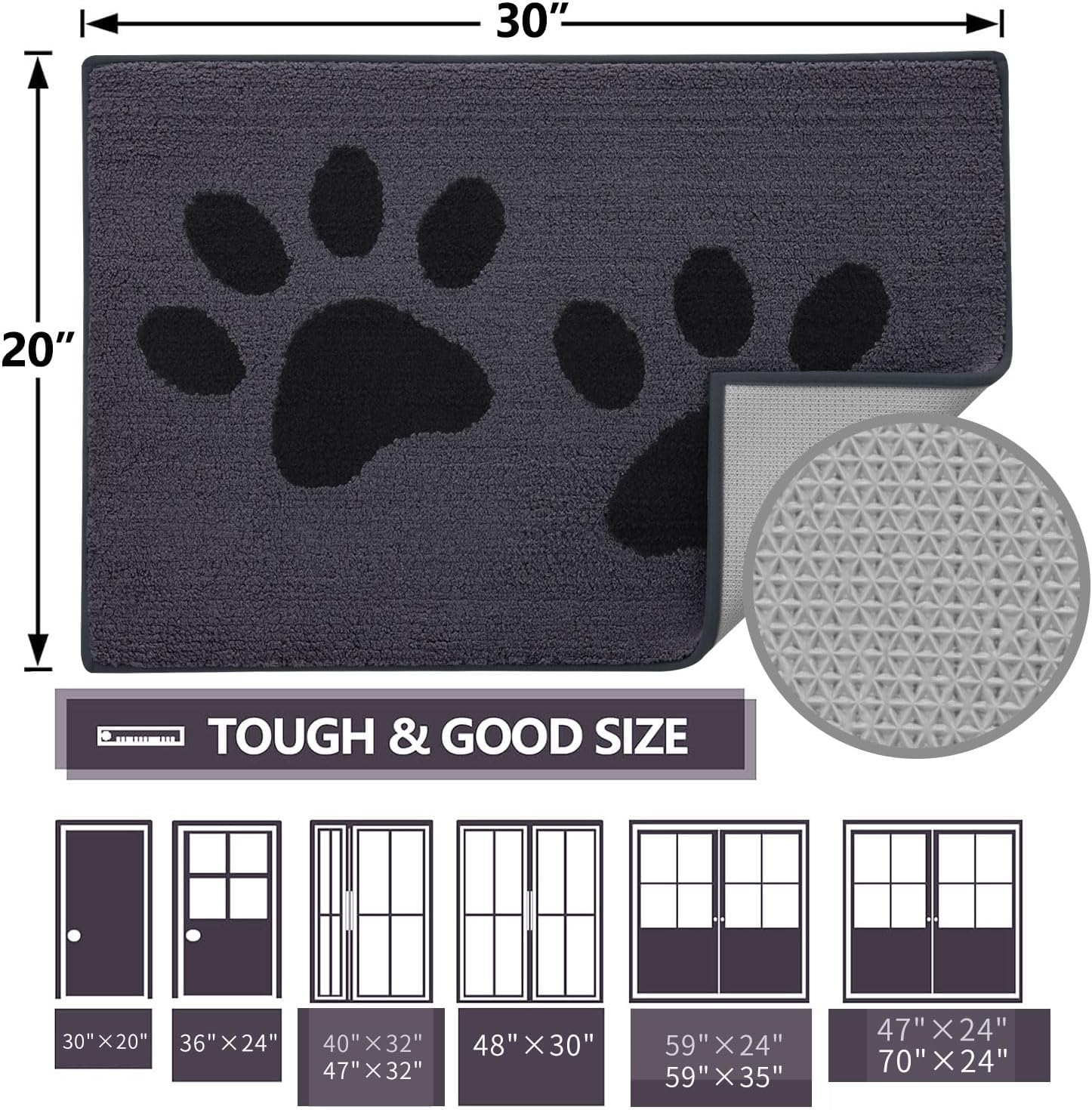Detalle 2 de Buganda Dog Door Mat 48 x 30, Low-Profile Washable Indoor Mat