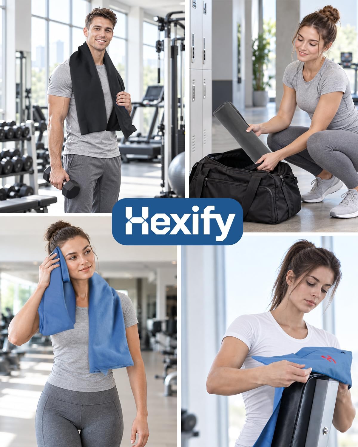 Thumbnail 6 de Hexify 01 – ręcznik z mikrofibry 120 × 50 cm, czarny, z zamkiem błyskawicznym