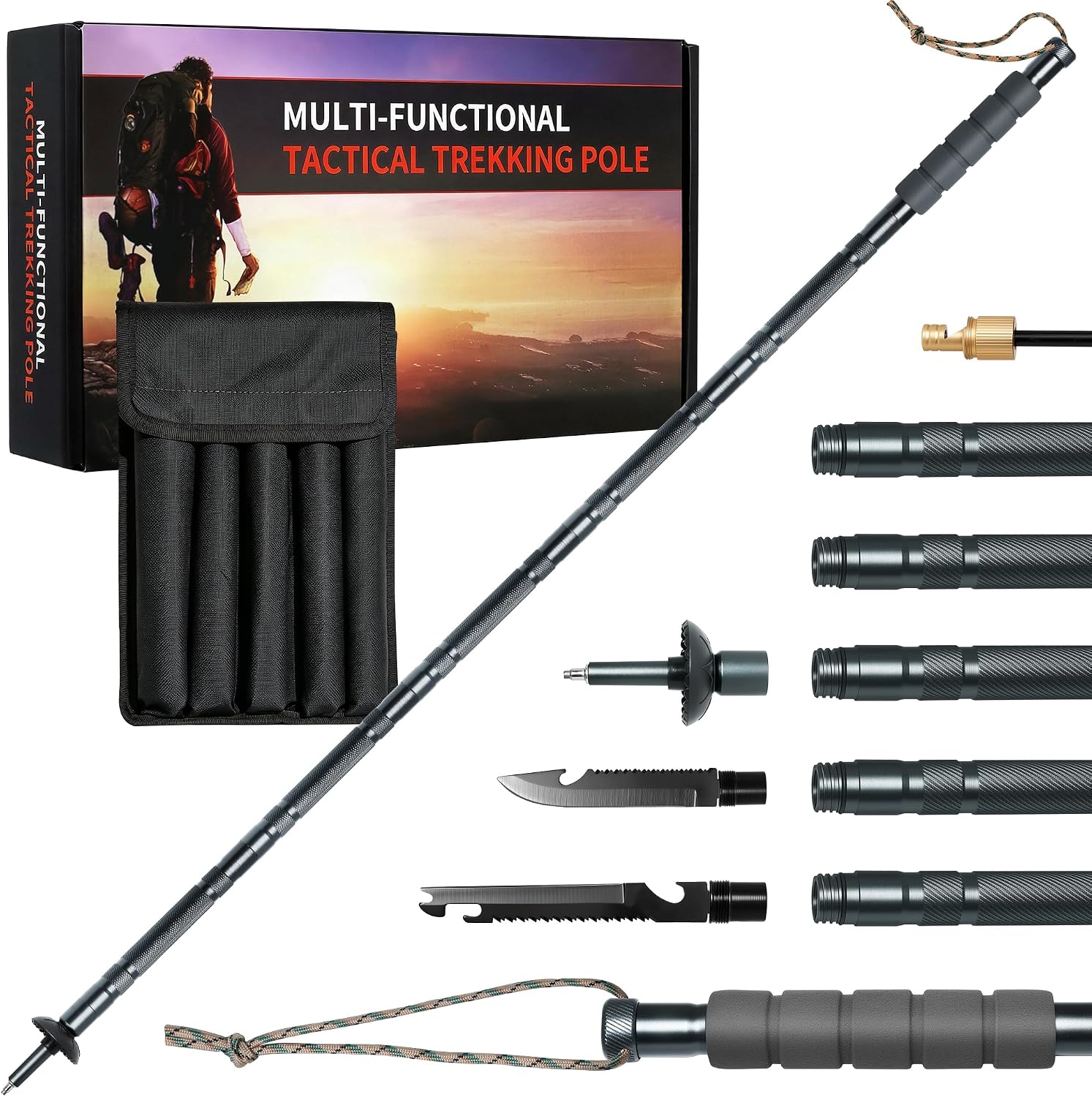 Detalle de R² Koda RKTHS-01A Tactical Hiking Stick, Aluminum, Adjustable to 55 Inches