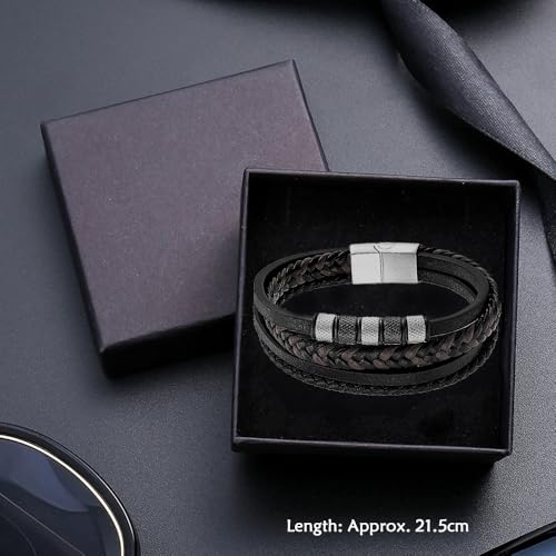 Thumbnail 5 de Pulsera de cuero para hombre Genérico con cierre magnético e acero inoxidable 316L
