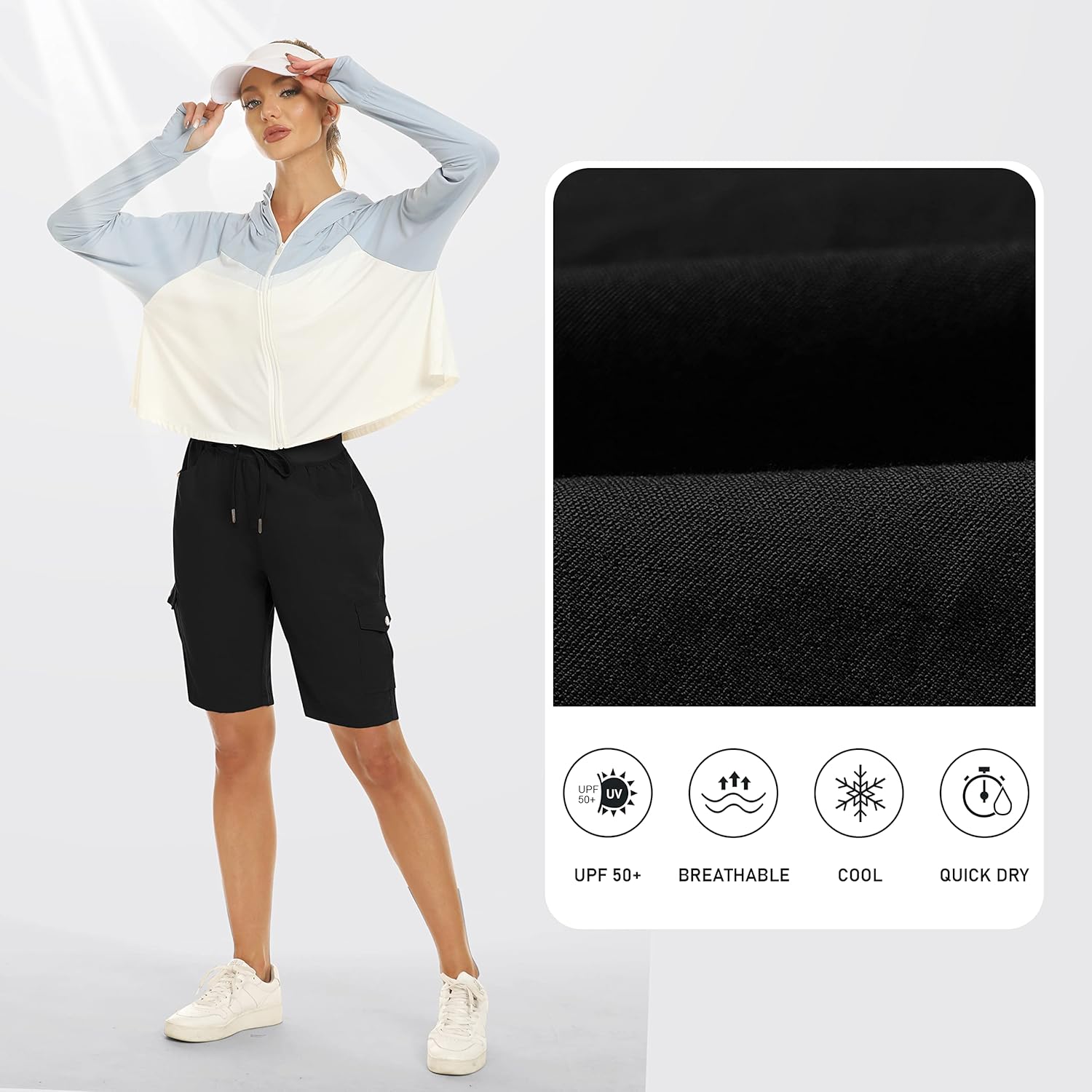 Thumbnail 3 de MoFiz Women's 10" Hiking Cargo Shorts – Lightweight, Quick-Dry with 6 Pockets