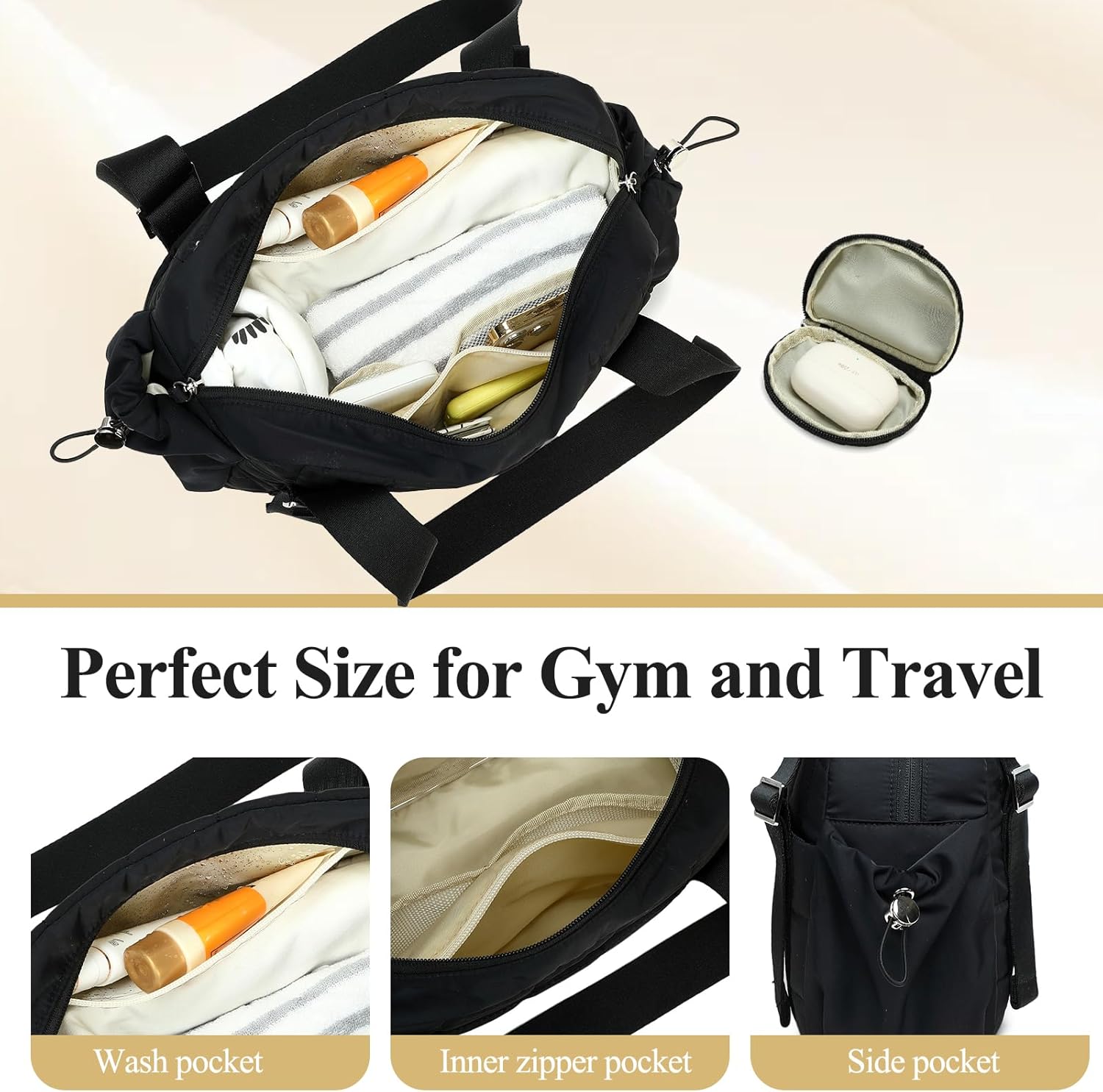 Detalle 2 de CAMTOP Mini Gym Bag for Women — Small Puffy Quilted Tote Duffel with Wet Compartment
