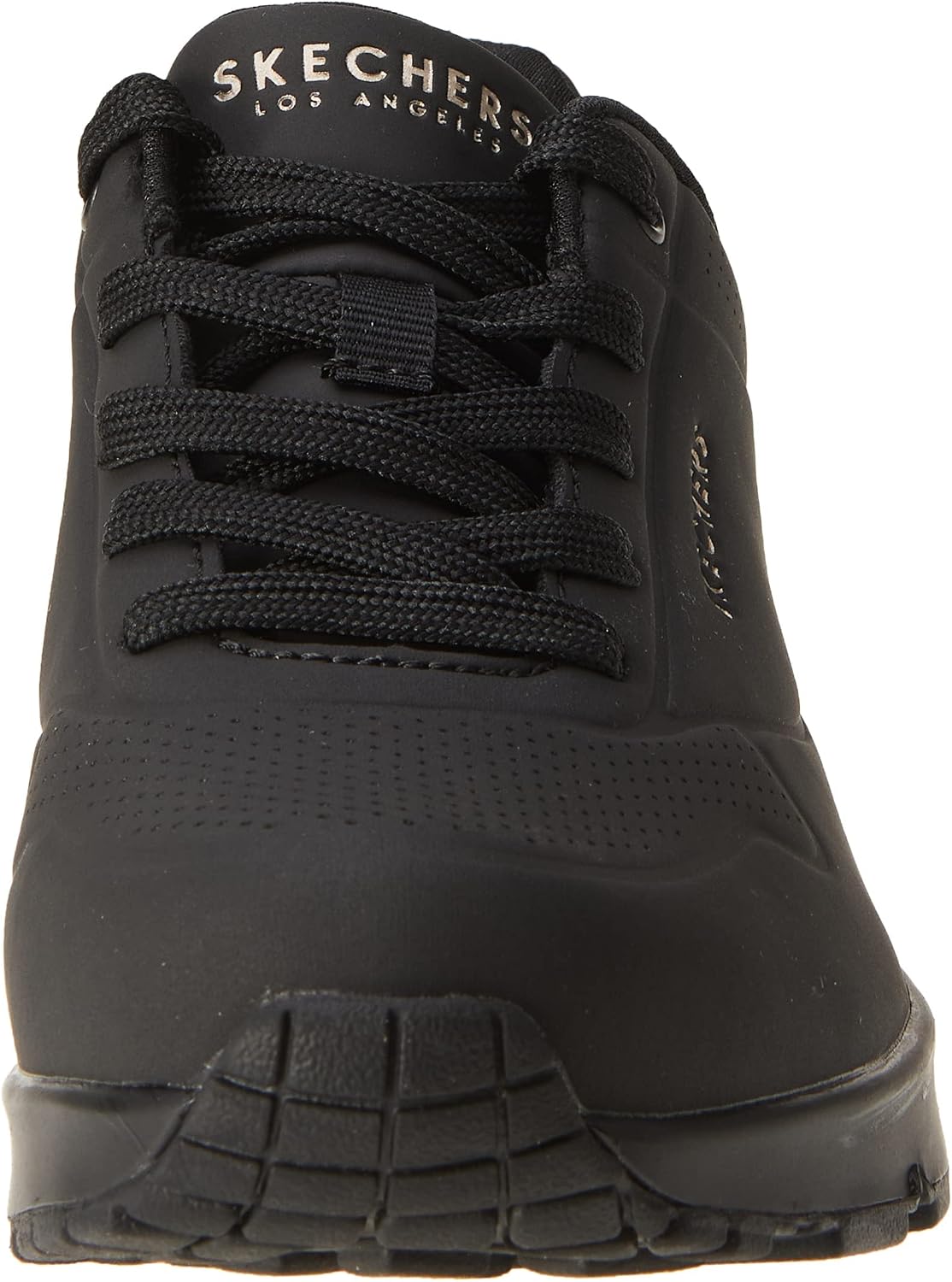 Detalle de Skechers Damen Uno Stand On Air Weit Trainer – Schwarz, Durabuck Mesh, Weitpassform