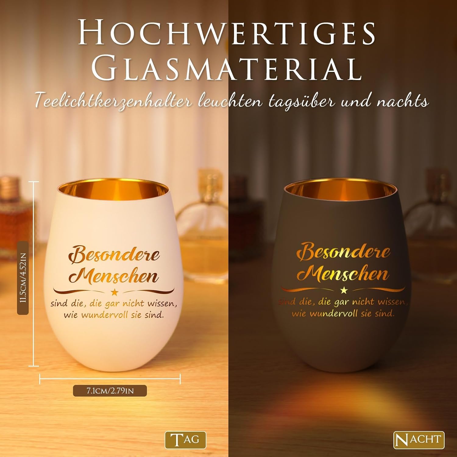 Detalle de Windlicht mit Gravur – Teelichthalter als Geschenk für Frauen