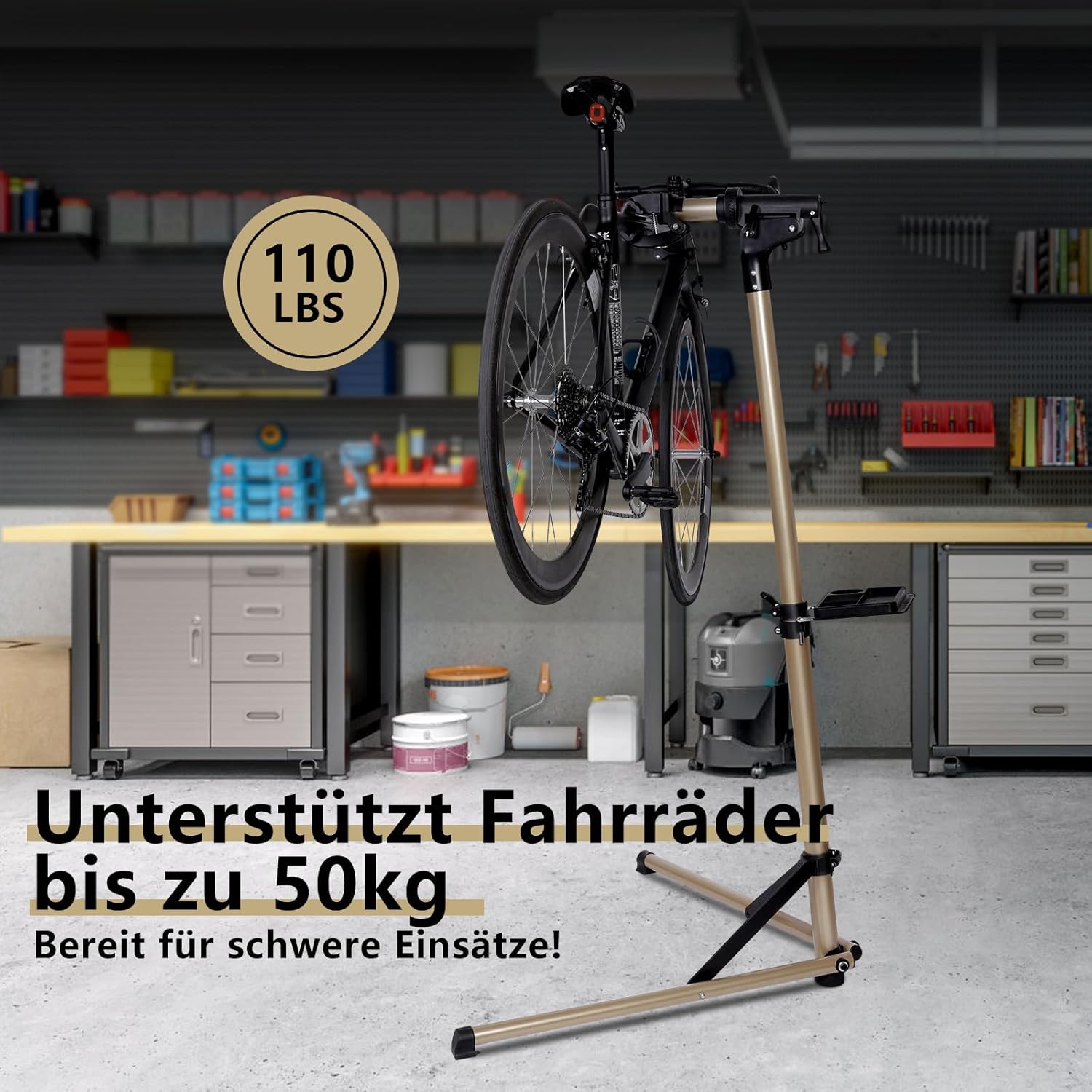 Detalle de Fahrrad Montageständer 50 kg bis 160 cm
