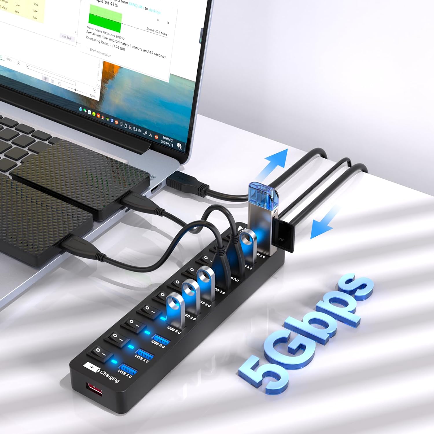 Thumbnail 2 de VEMONT USB Hub Aktiv 3.0 11 Ports
