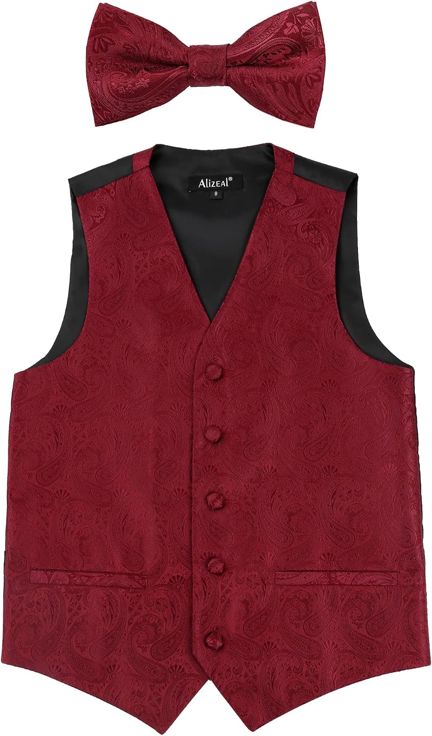 Detalle de Alizeal Boys Classic Paisley Bow Tie and Suit Vest Set