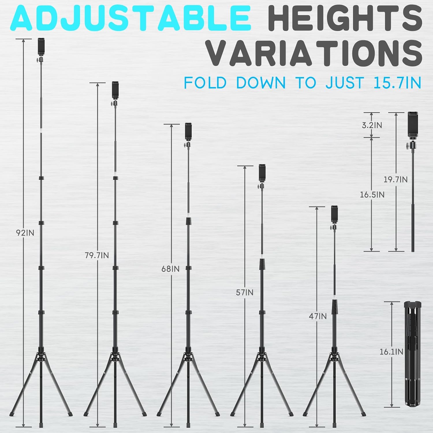 Detalle de UBeesize 92" Cell Phone Tripod Stand