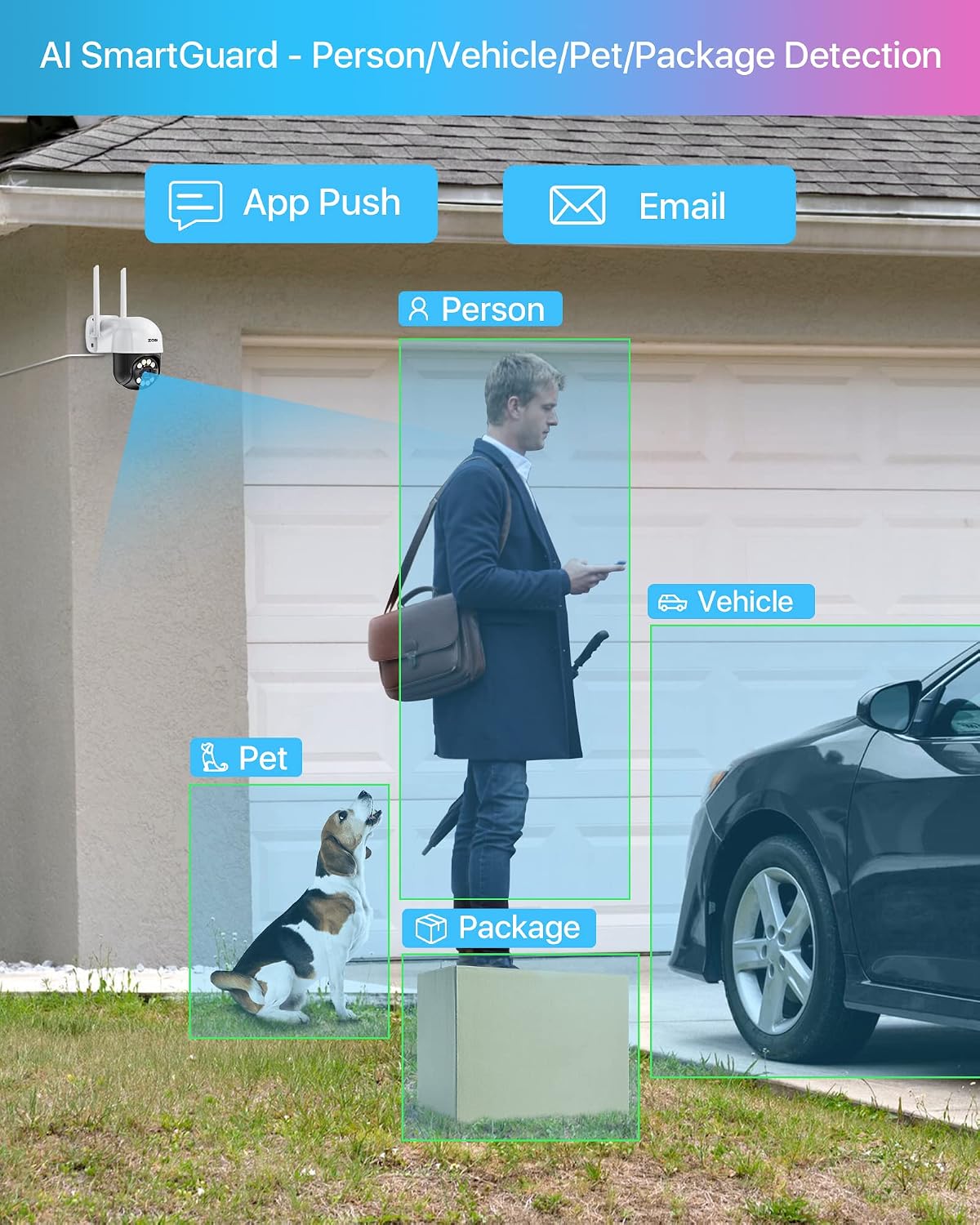 Thumbnail 1 de ZOSI 2K C289 Outdoor 360° WiFi Security Camera with Person/Vehicle Detection