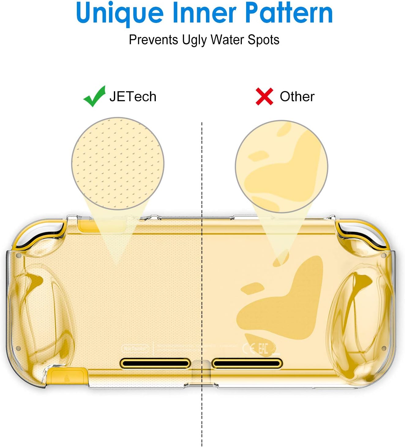 Detalle 2 de JETech HD Clear-hoes voor Nintendo Switch Lite 2019 met antislipgrip