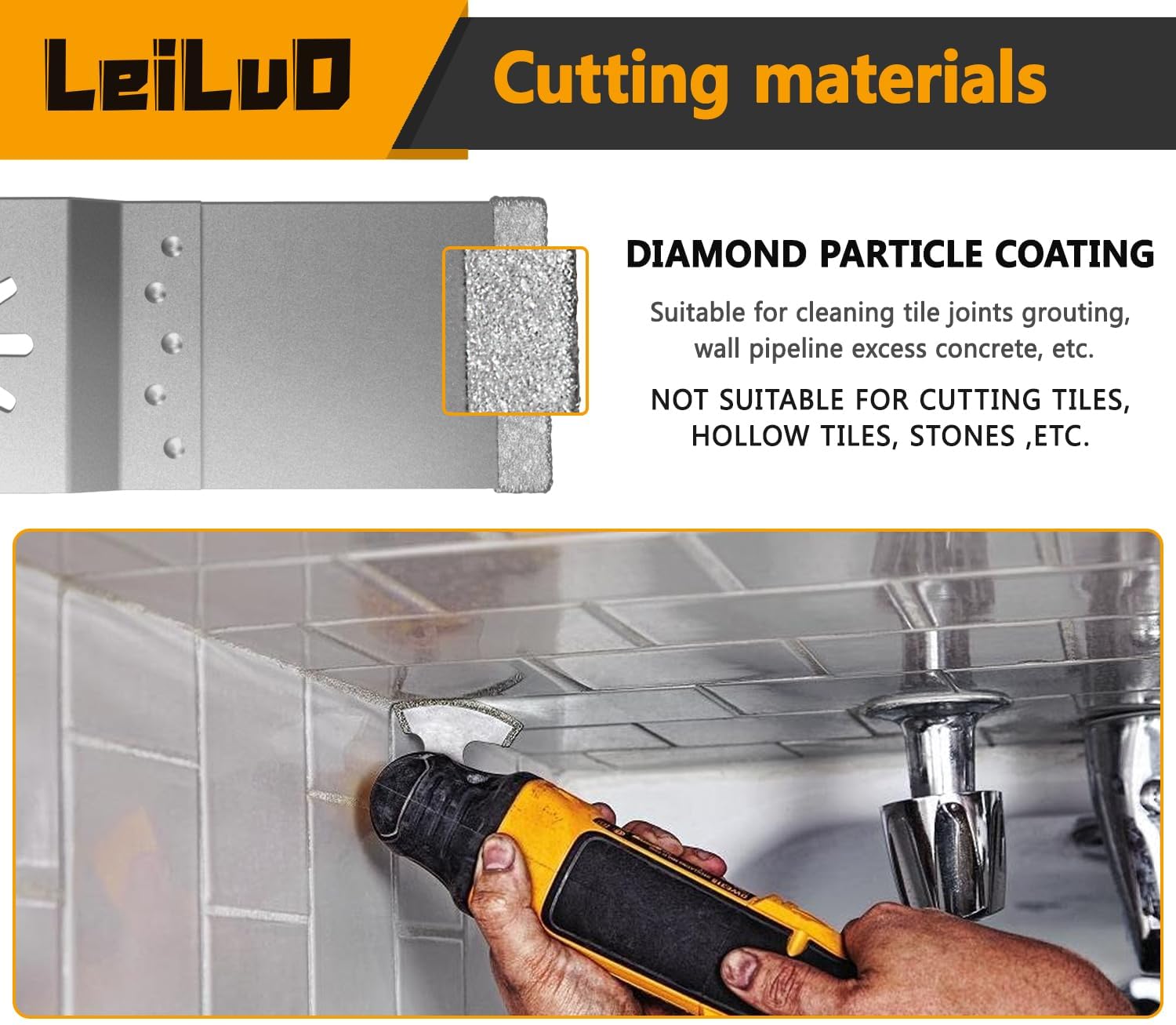 Detalle 2 de LEILUO LEILUO 6-Piece Diamond Oscillating Blades for Grout Removal