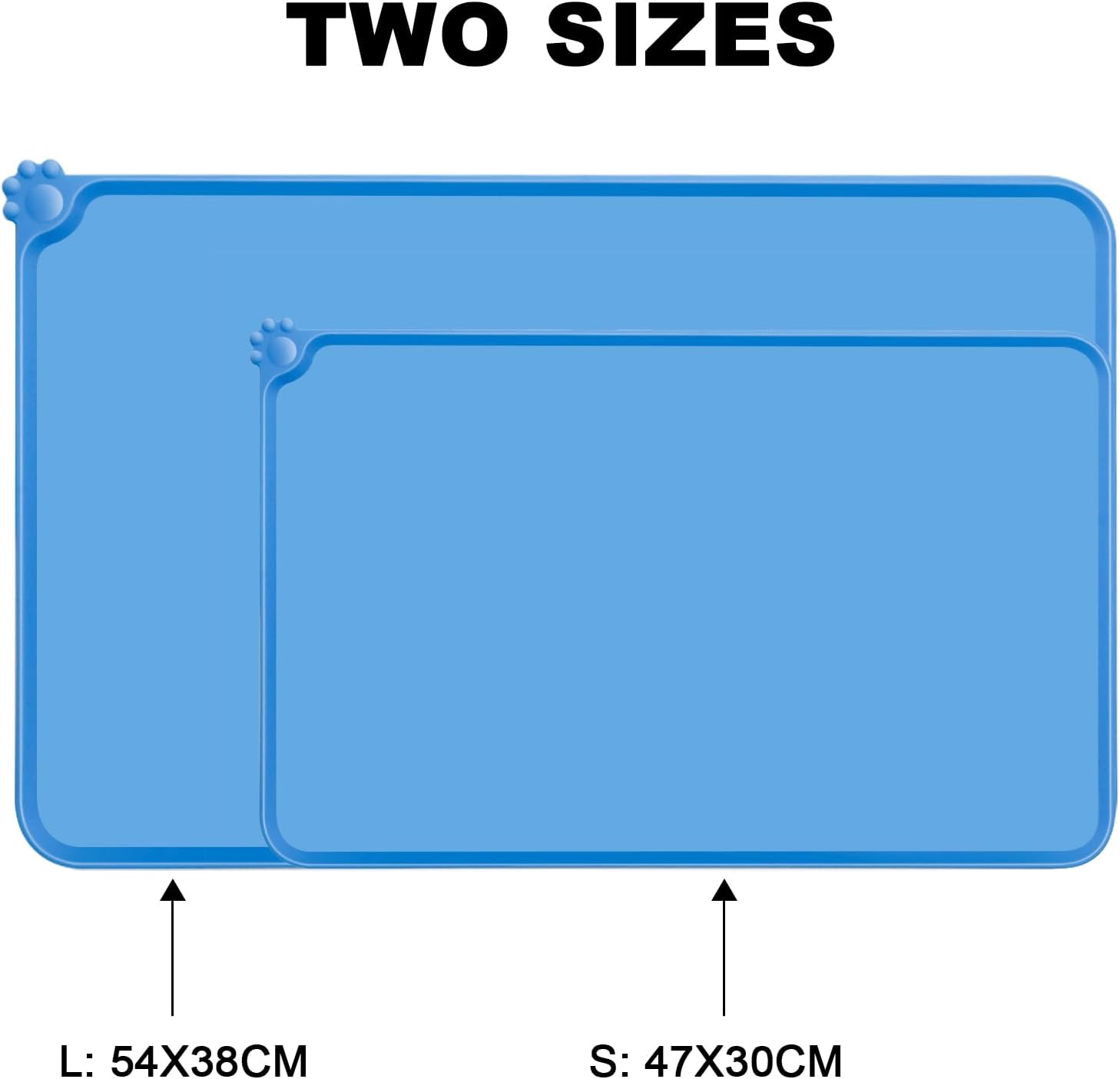 Detalle de MOACC Dog Food Mat, Silicone Pet Feeding Mat – 54 x 38 cm (Blue)