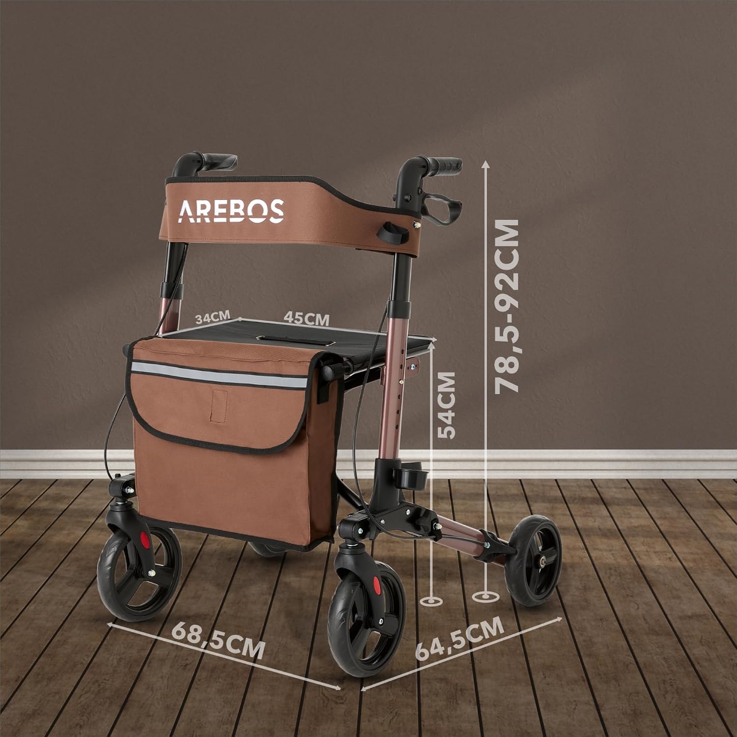 Thumbnail 6 de Arebos Leichtgewicht Rollator Aluminium – 6-fach höhenverstellbar, faltbar, inkl. Einkaufstasche