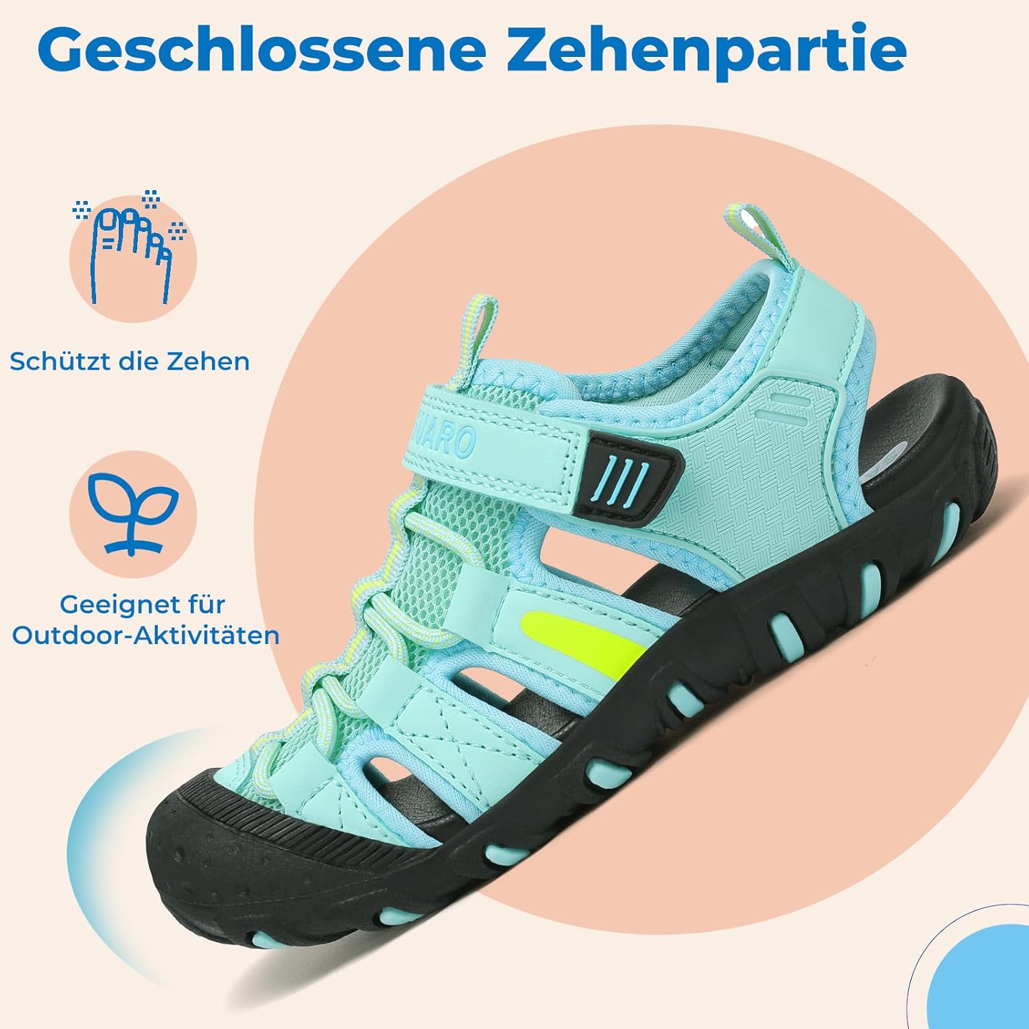 Thumbnail 2 de SAGUARO Jungen Sandalen mit geschlossener Zehenkappe (Trekkingsandalen) – Sommer Outdoor, Größen 25–38
