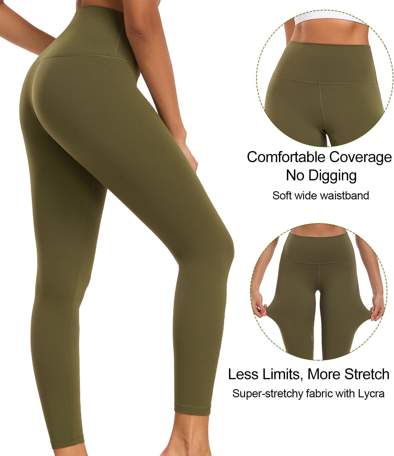 Detalle de wirarpa US-4661 Women's High-Waisted Yoga Leggings, 25", Buttery-Soft